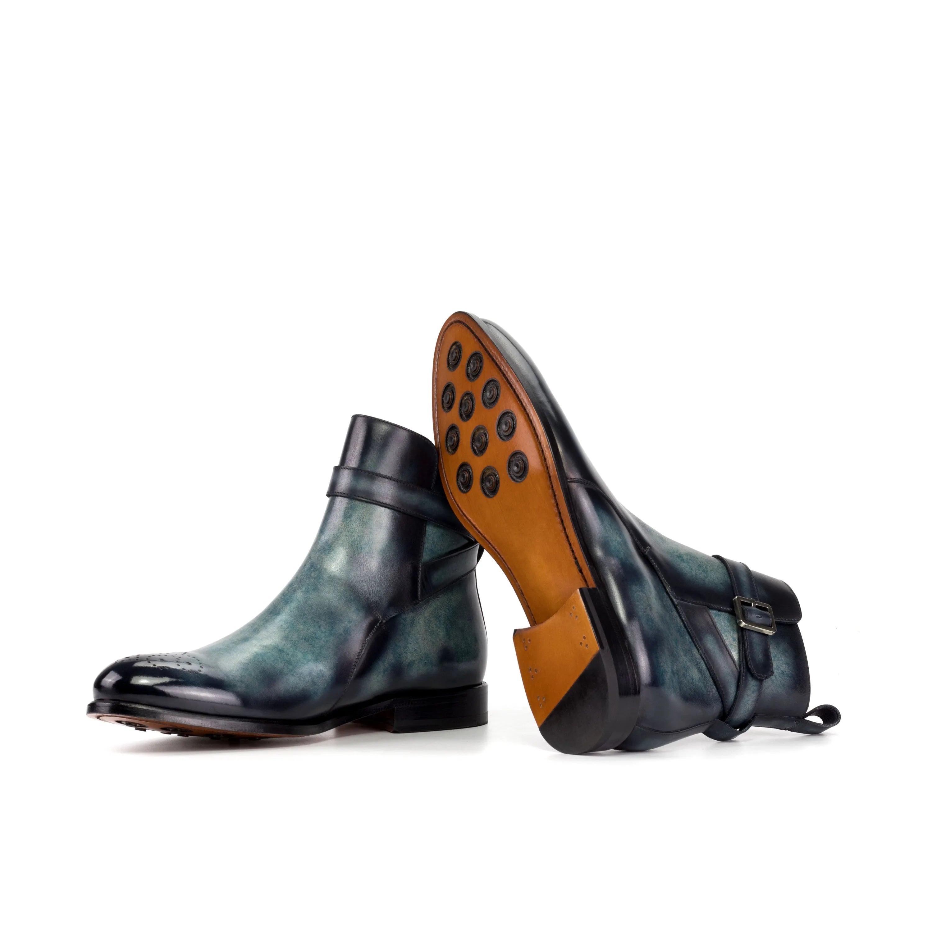 Blue Empyrean Jodhpur Patina leather ankle boots