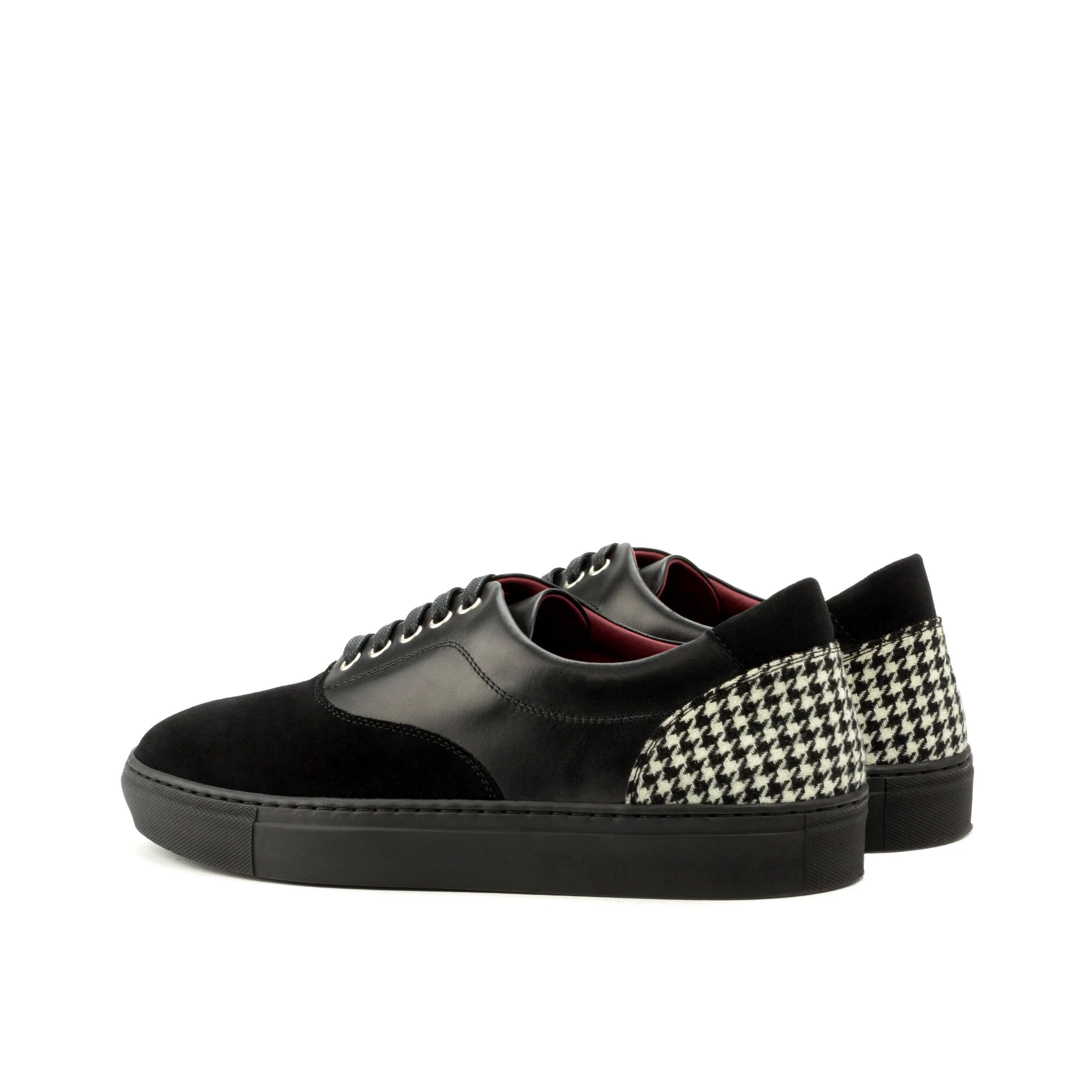 Black leather and houndstooth Euphemia top sider sneaker