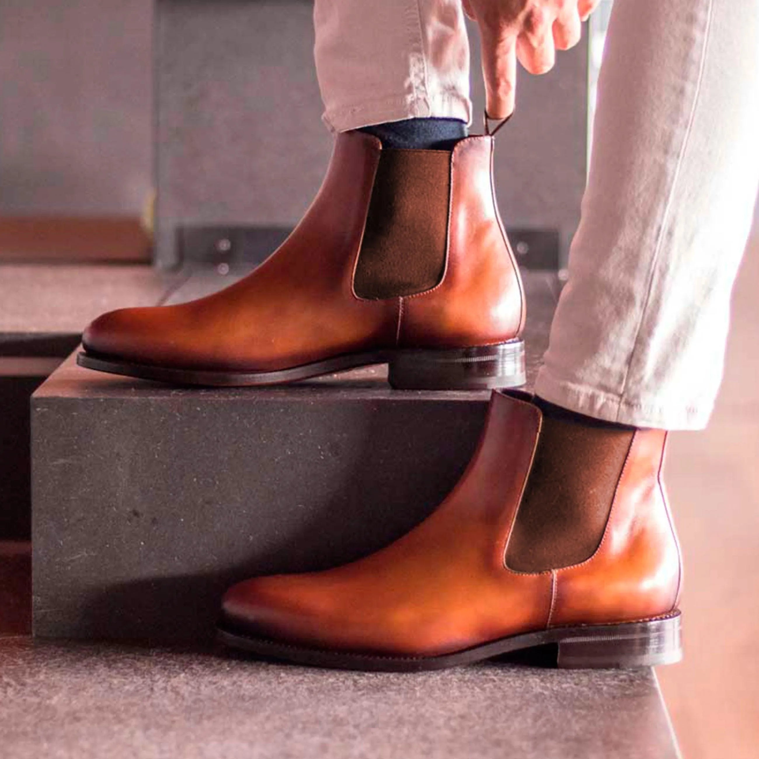 Fando Chelsea Boots brown leather Chelsea boots fast lane view