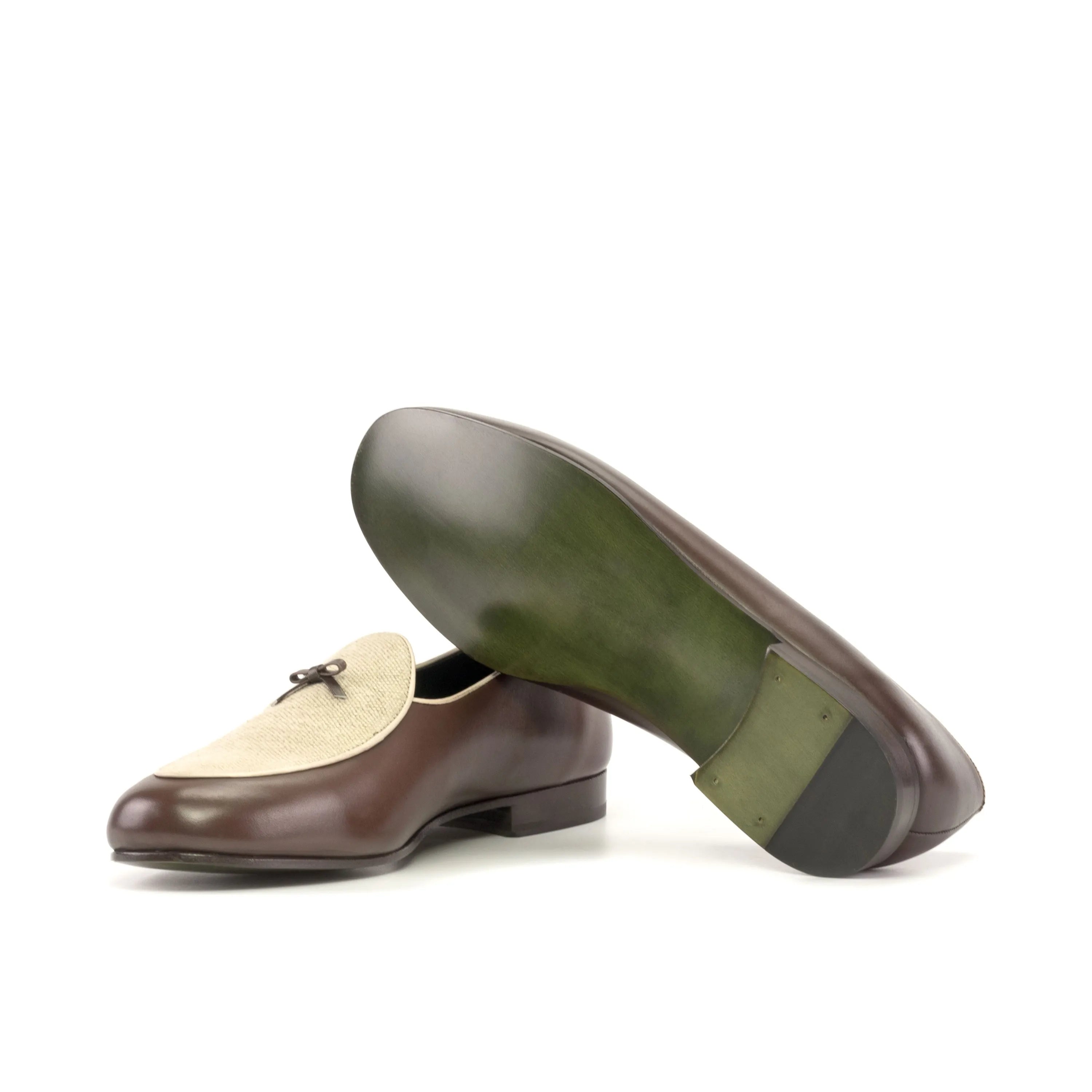 Fardoz Belgian Slipper II two-tone leather loafers back view