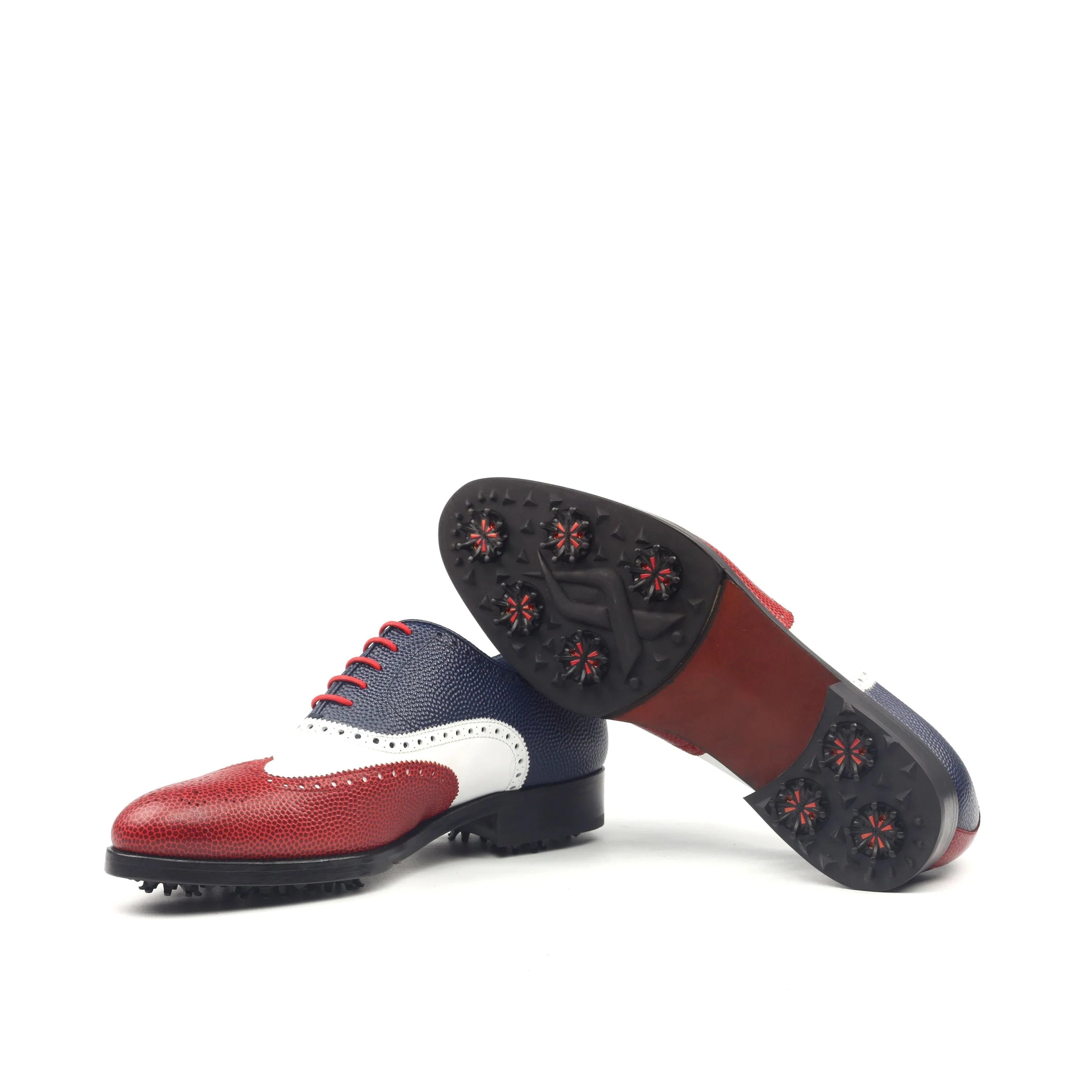 Tricolored FB Full Brogue golf shoes II back view