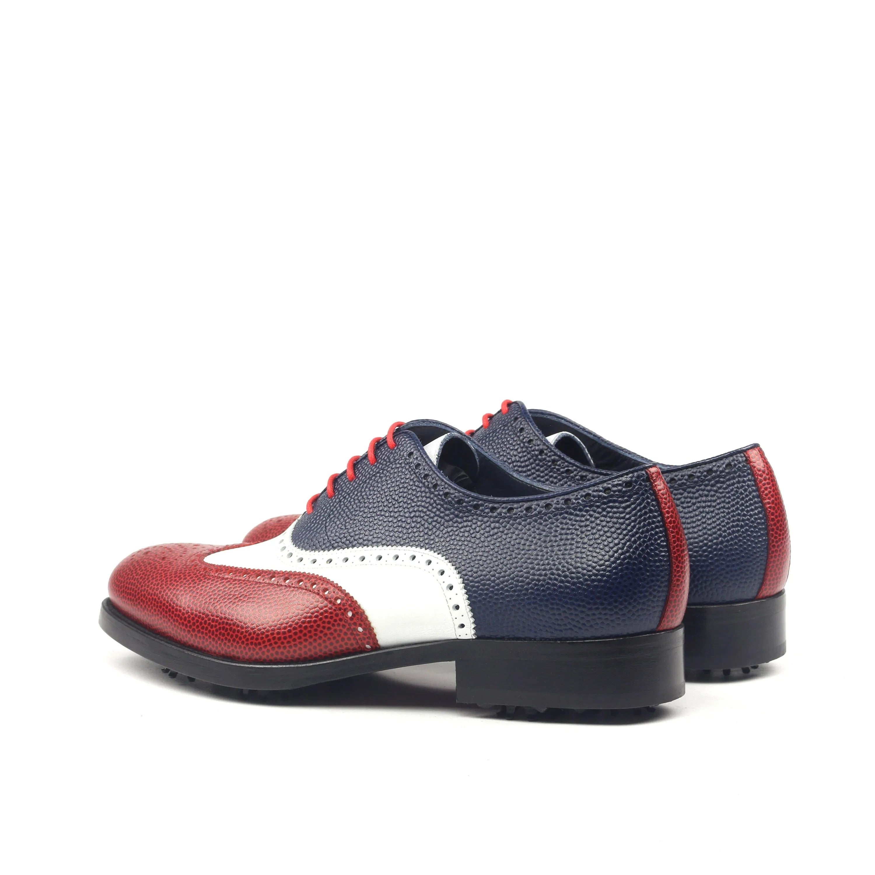 Tricolored leather wingtip FB Full Brogue golf shoes II back view