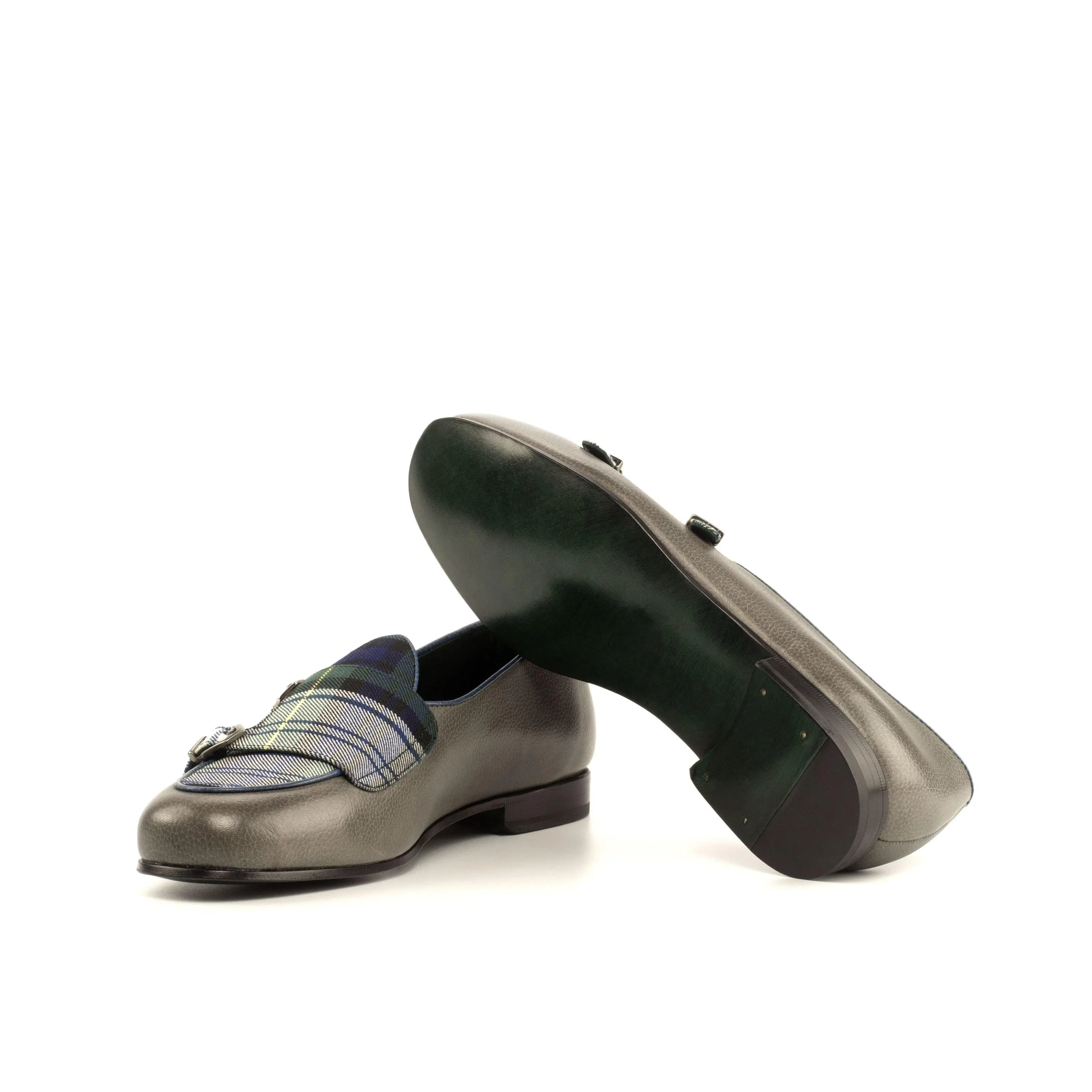 Gray leather Forest Monk Slipper II shoes