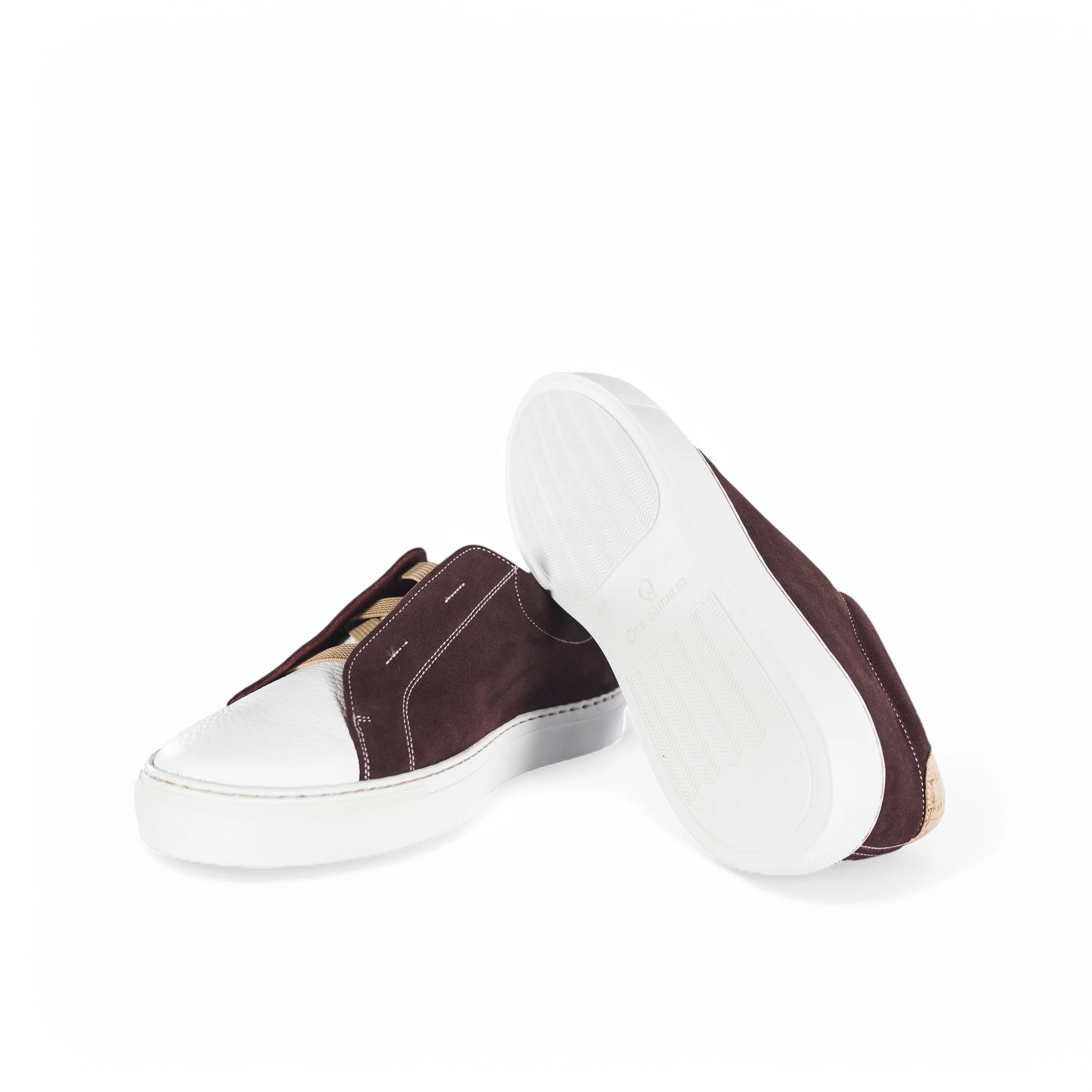 Gavin laceless sneaker in burgundy and white slip-on style