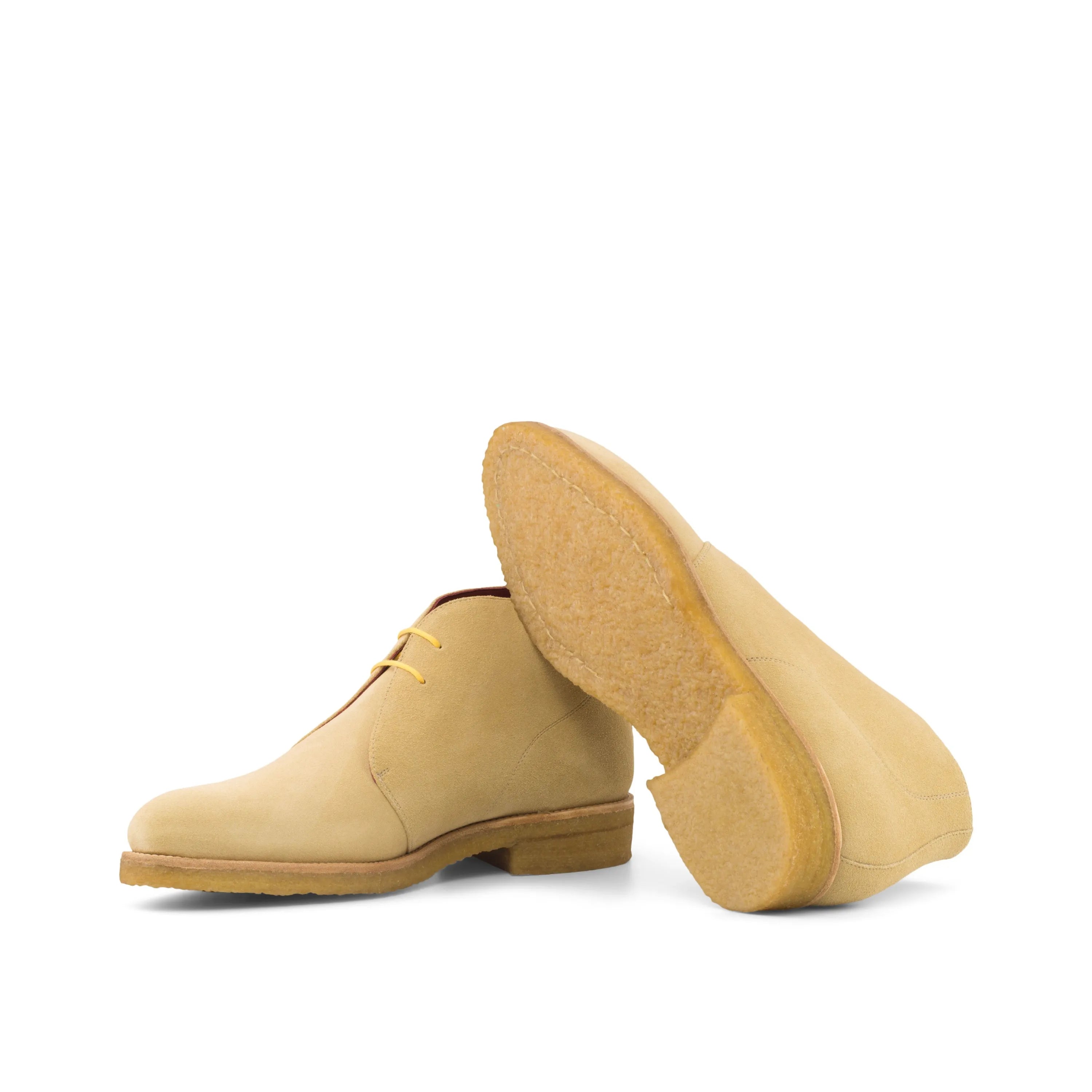 Gmar chukka boots in beige suede, back view