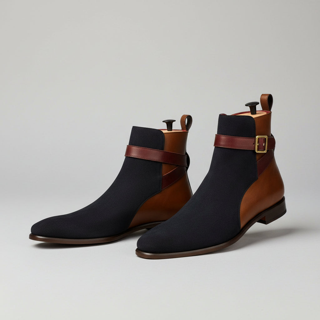 Godio Jodhpur Boots II with two-toned leather, strap-and-buckle fastener