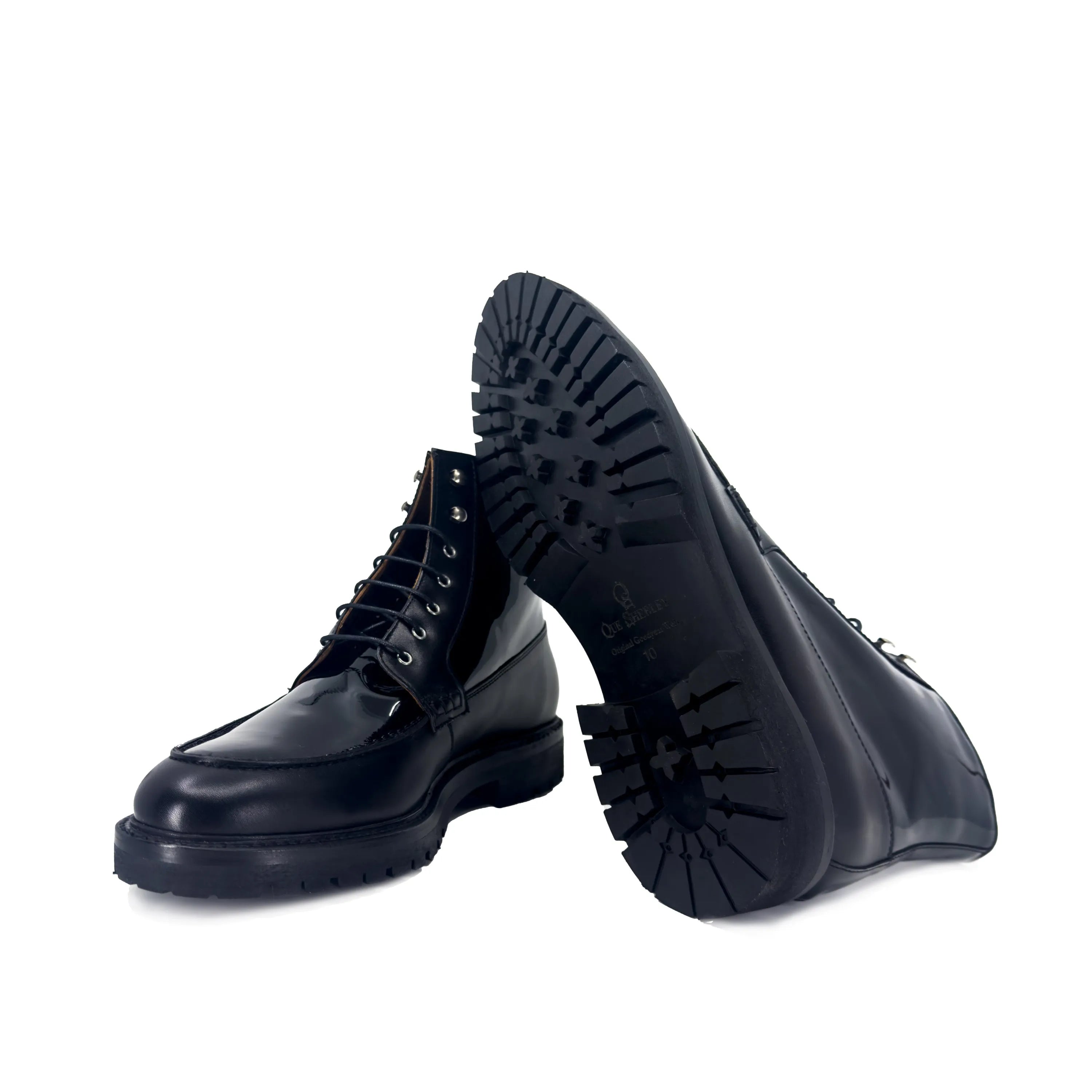 Grandeur moc boot black leather lace-up boots