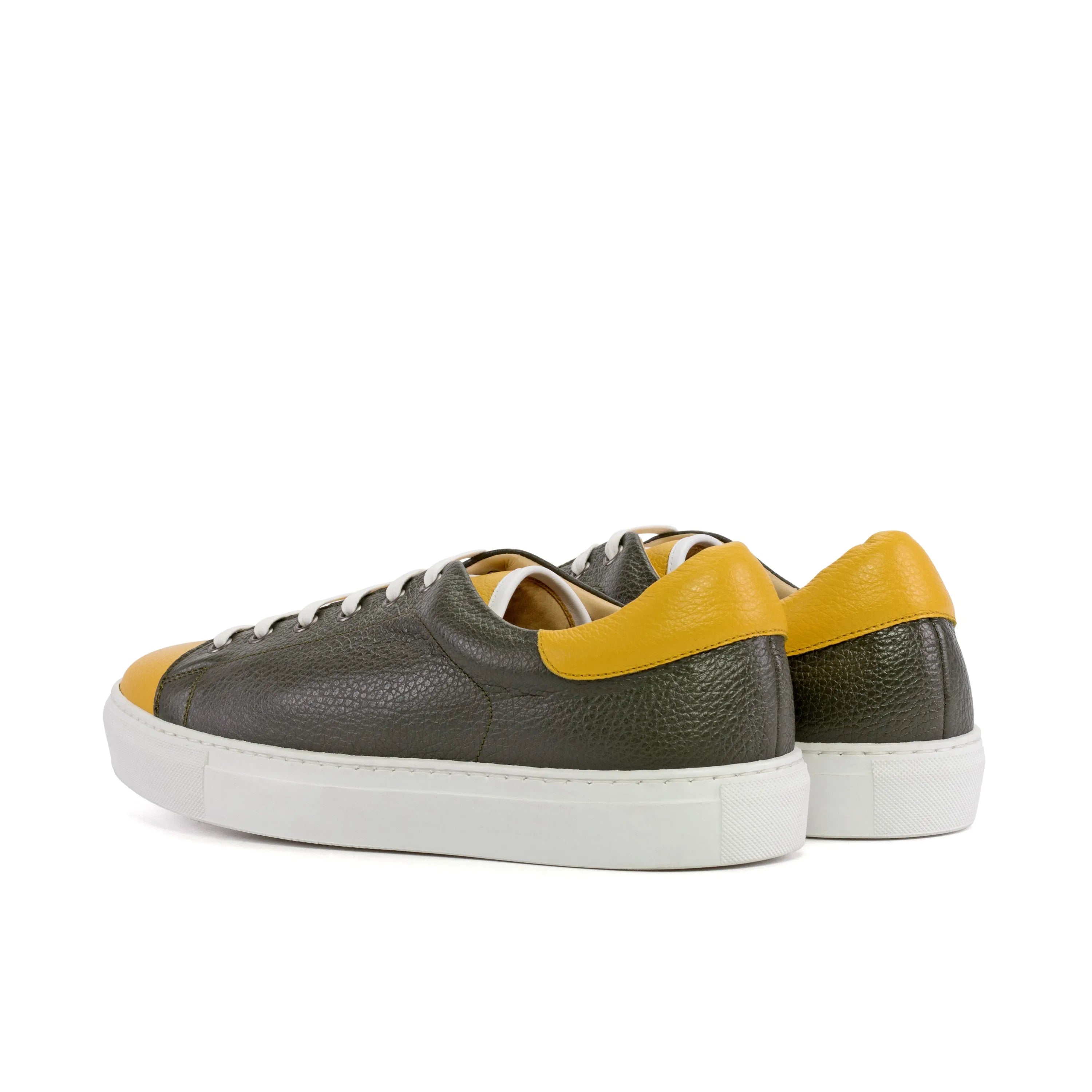 Harlem Trainer Sneaker II in olive and yellow grain calf leather