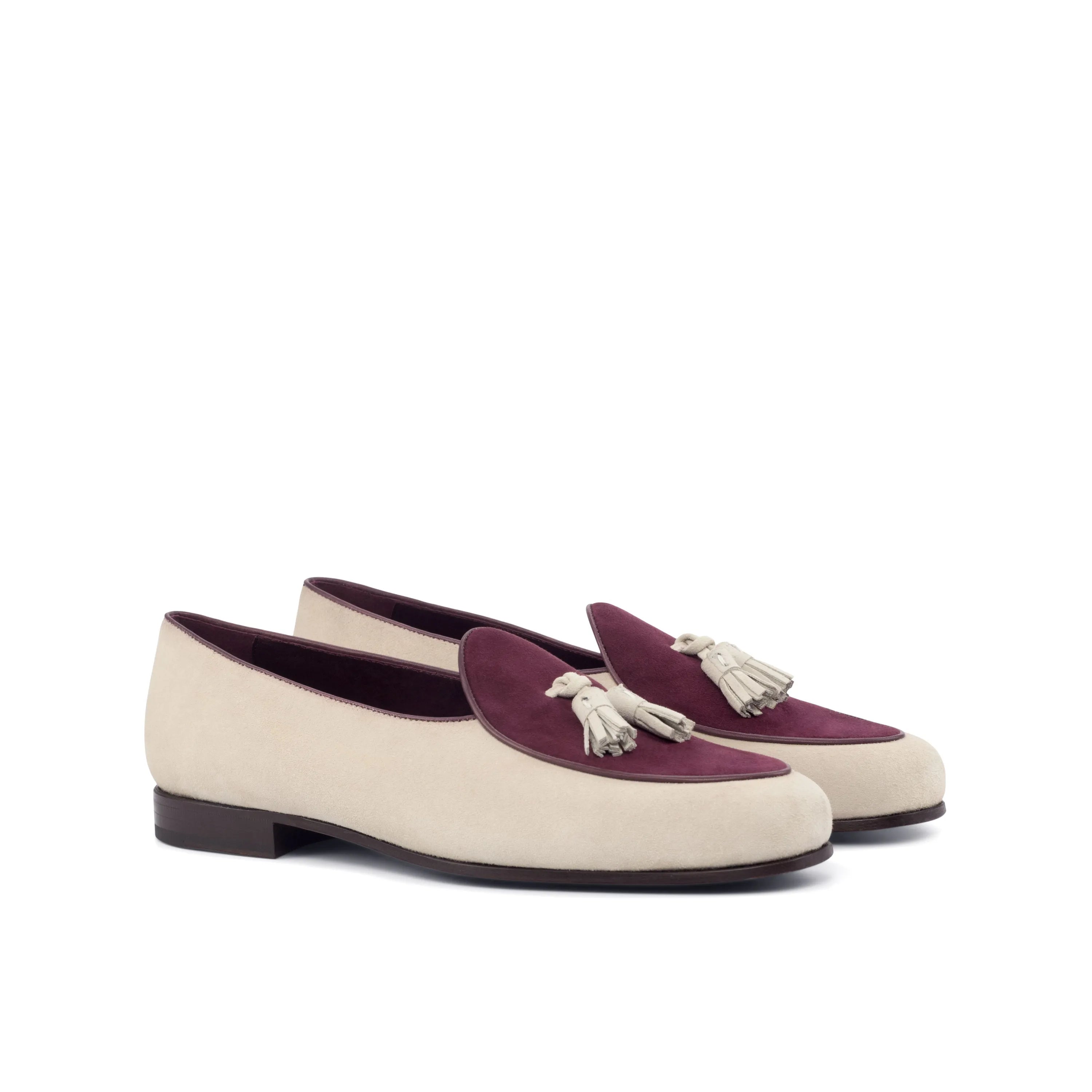 Hass Belgian Slipper II two-tone tassel loafers back view