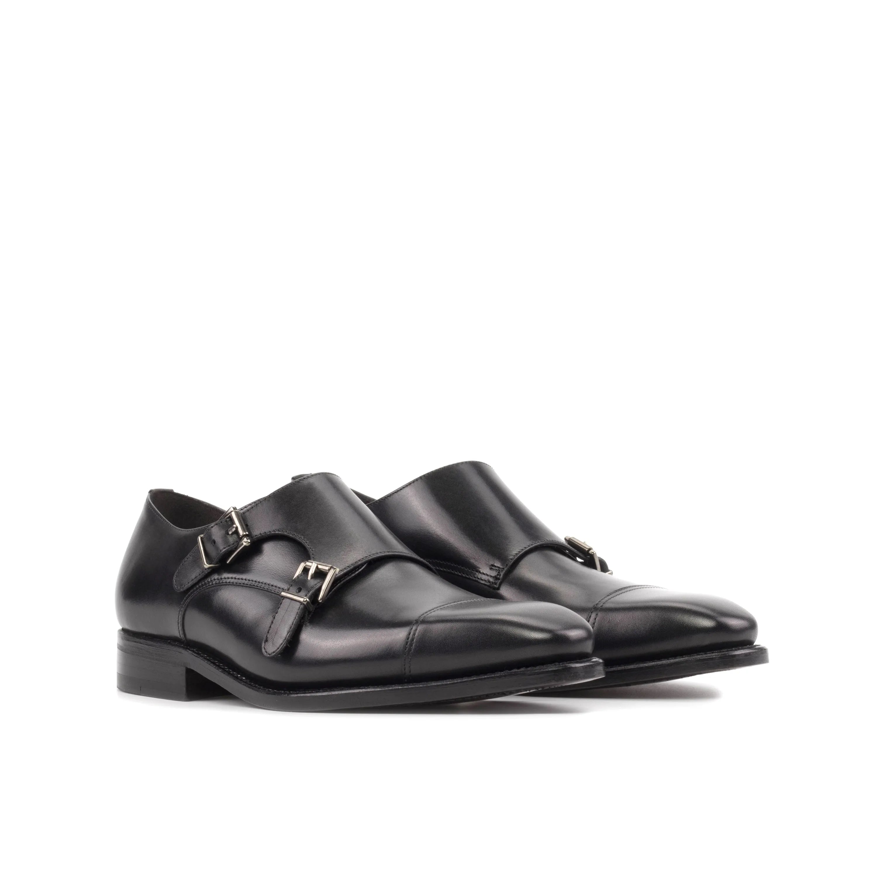 Havanas Double Monk II black leather monk strap shoes