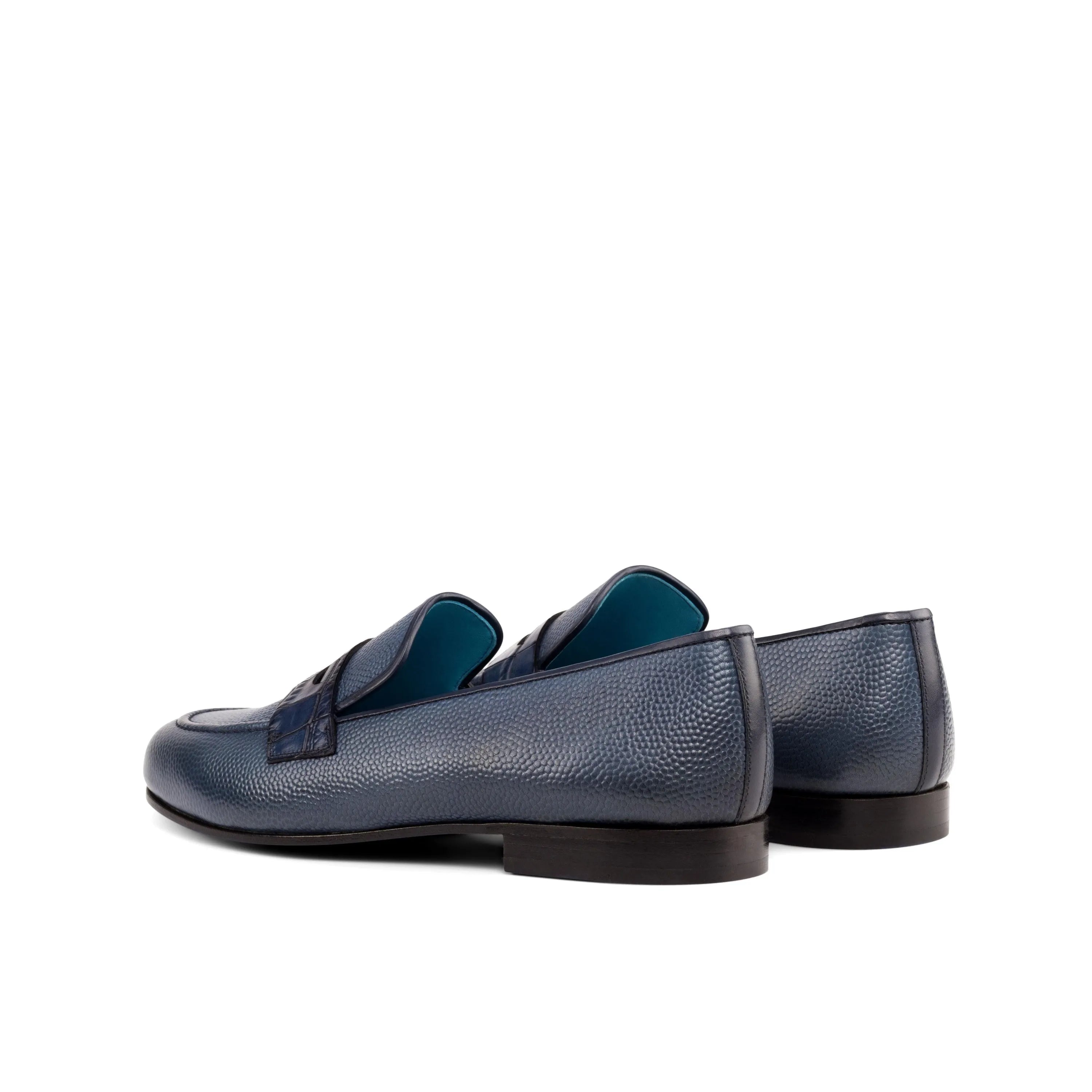 Pair of blue leather Hefe Wellington Slip On II loafers
