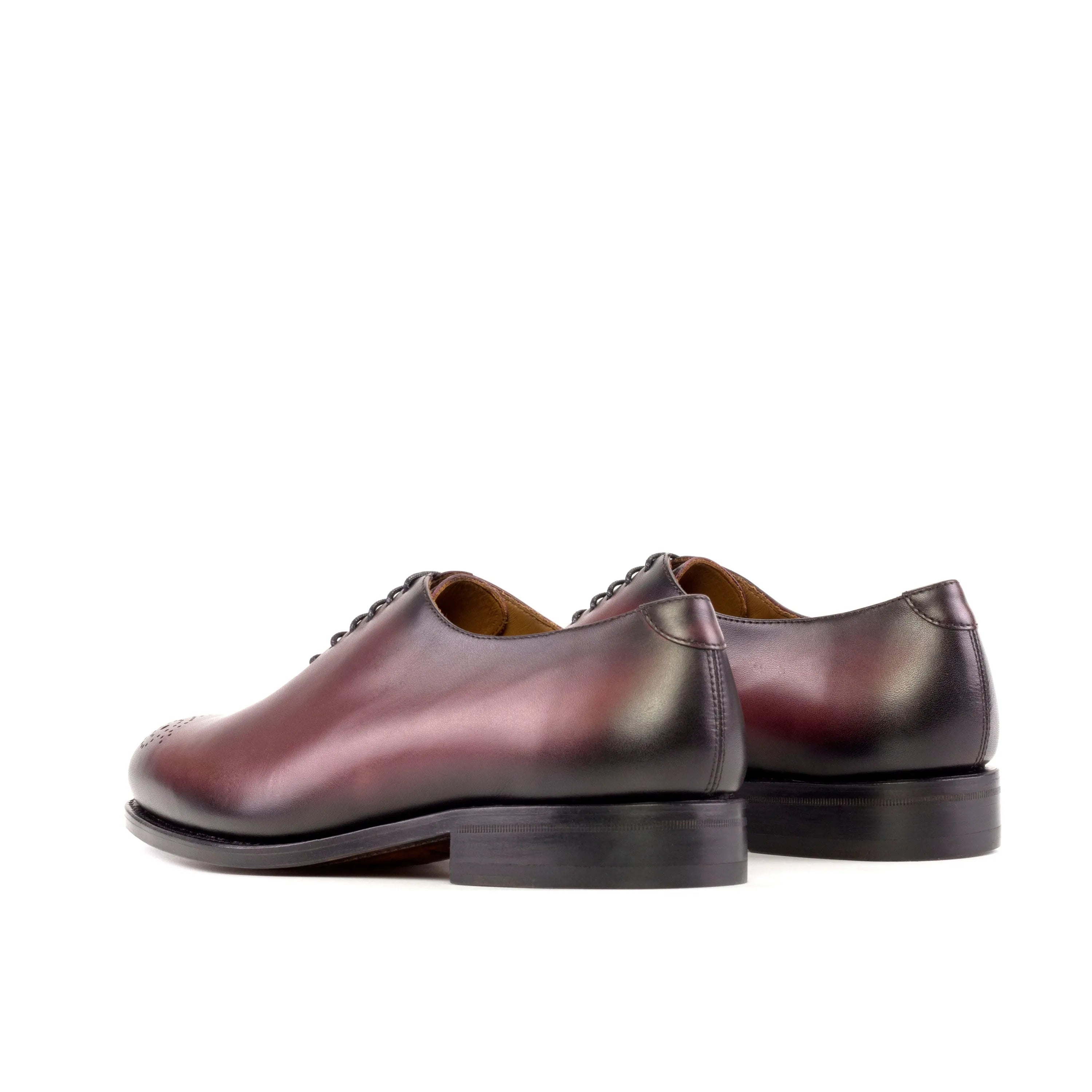 Burgundy leather Himari wholecut shoes back view