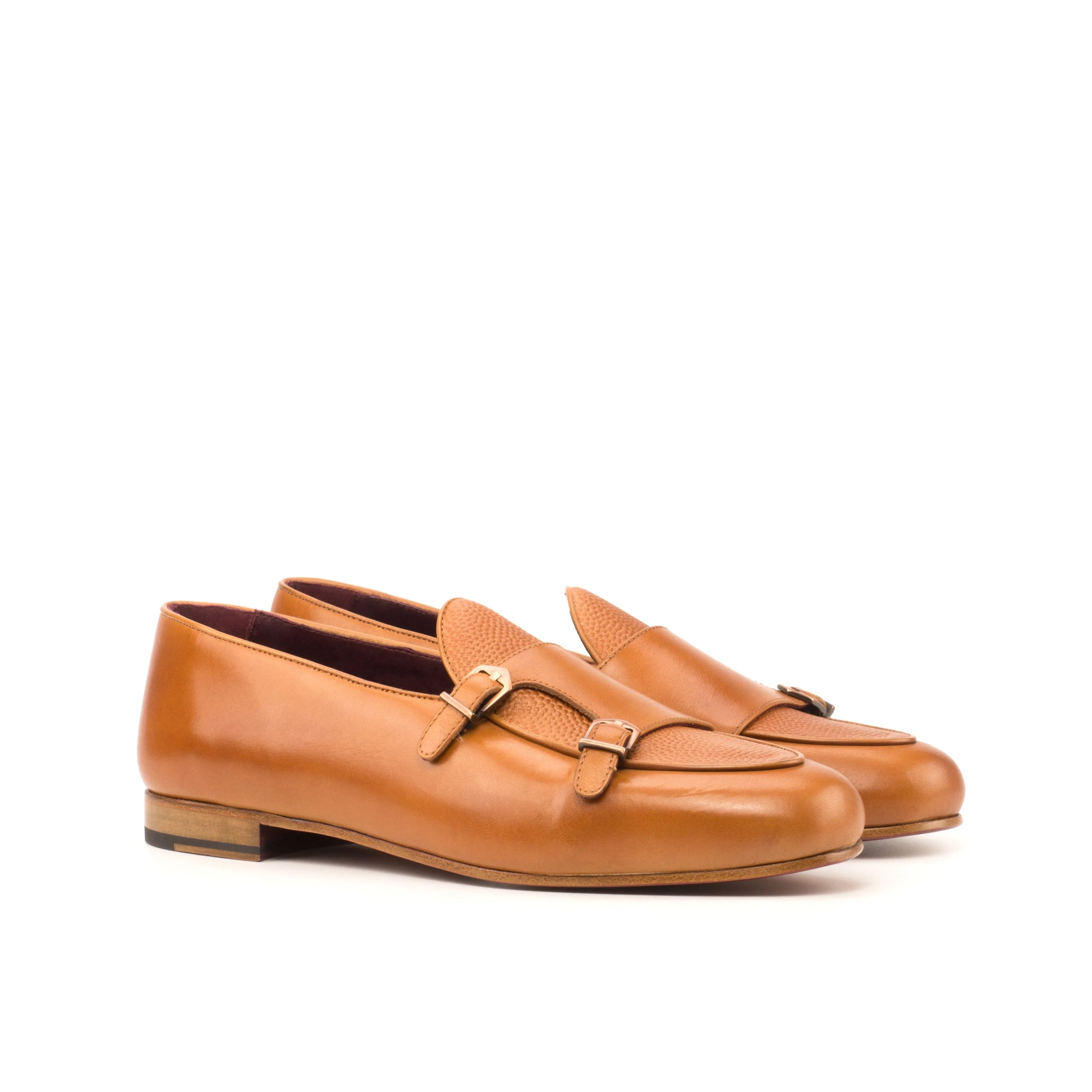 Ibb Belgian monk slipper with tan leather, buckle and wooden sole