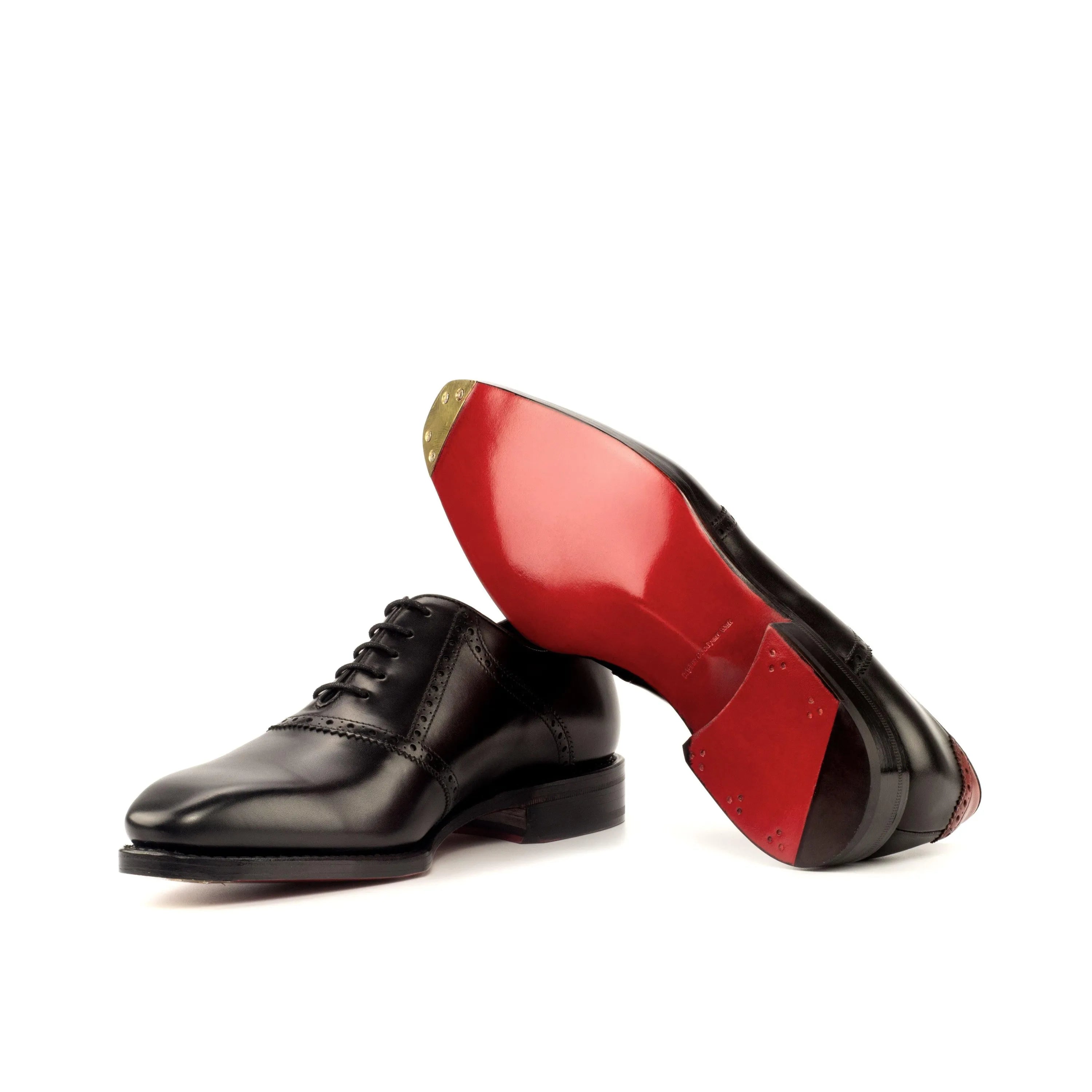 Iron Saddle shoes with black leather and red soles