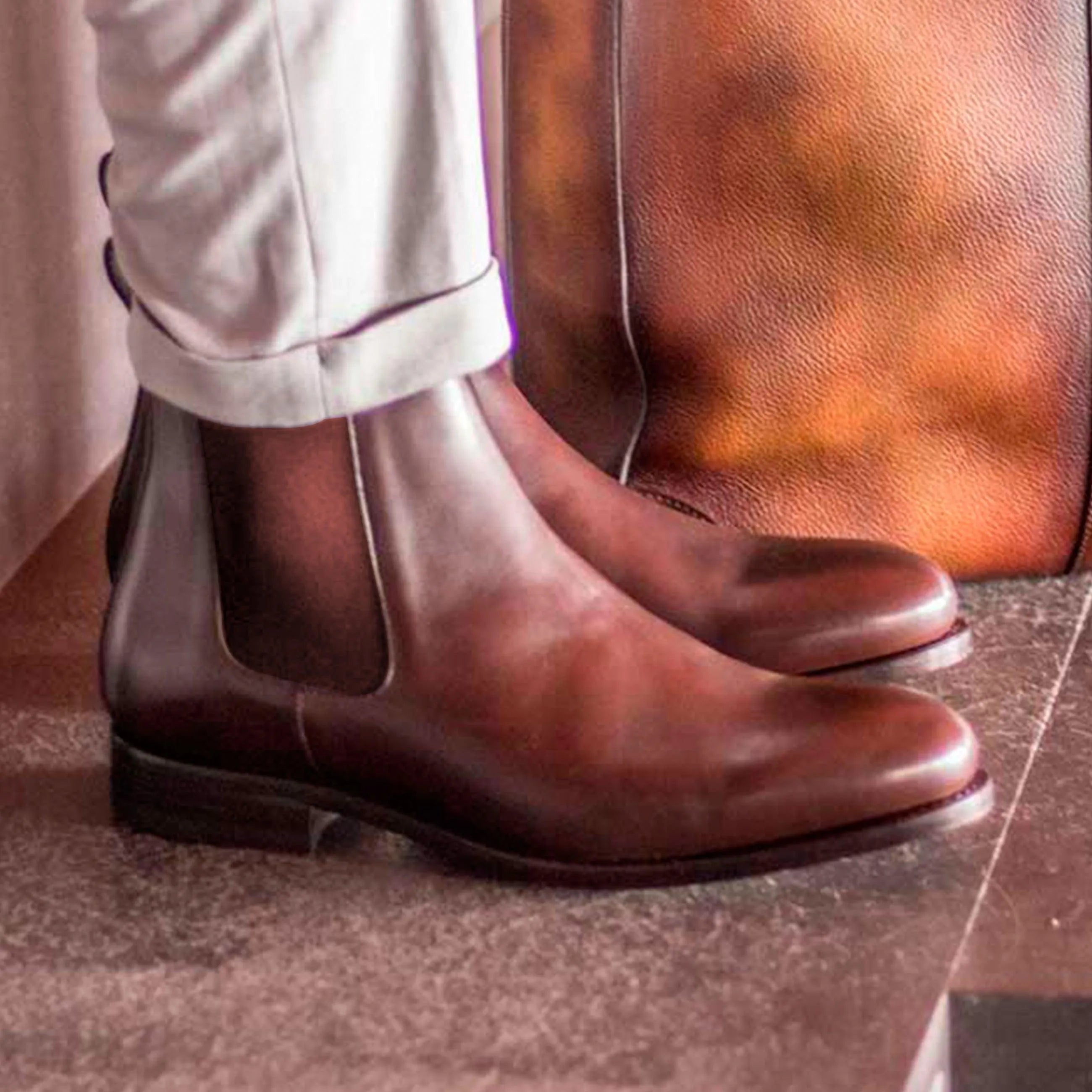 Brown Jackson Jr Chelsea boots in leather, fast lane style