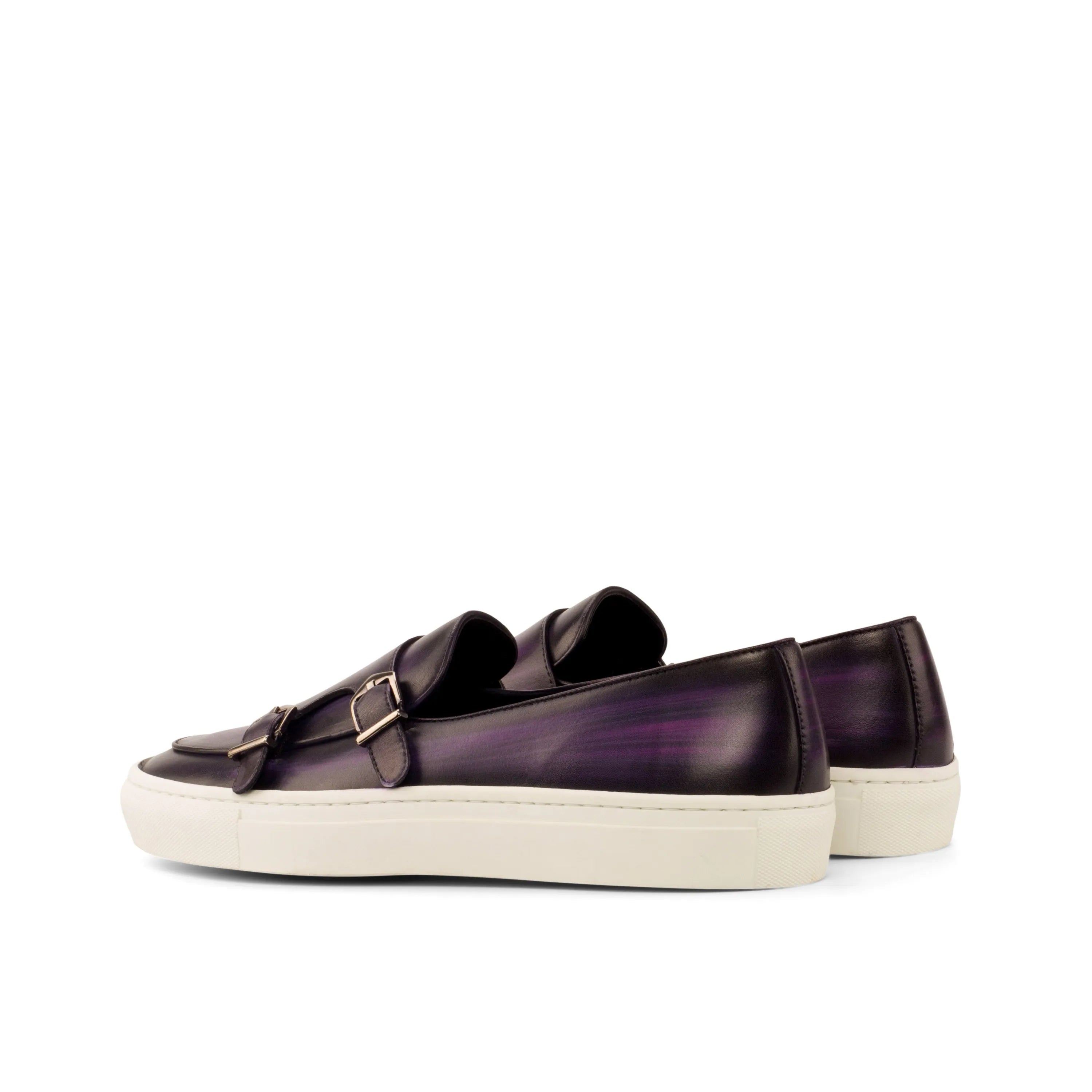 Jacy patina monk double monk purple leather sneakers pair