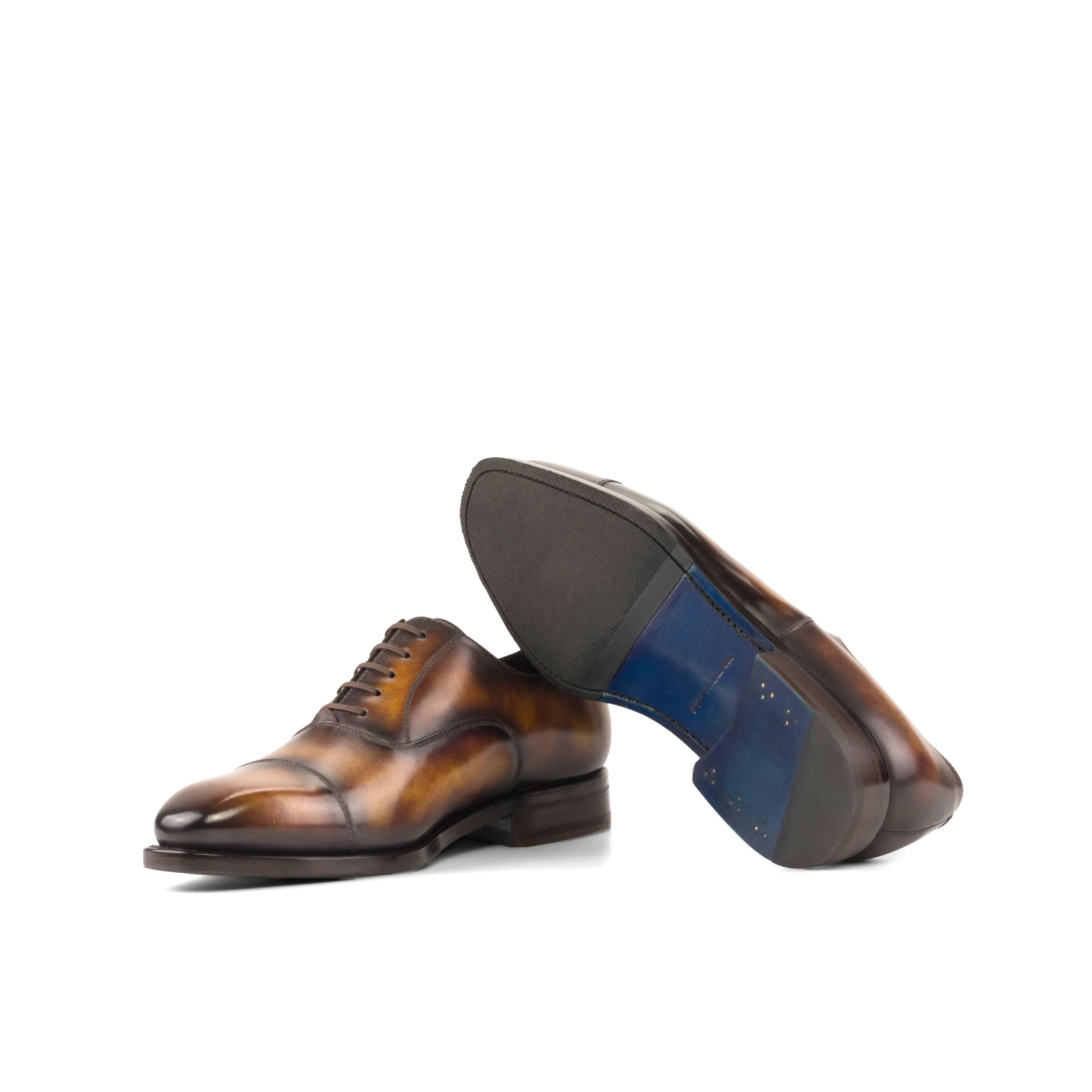 Jiniva Patina Oxford shoes in brown leather, back view