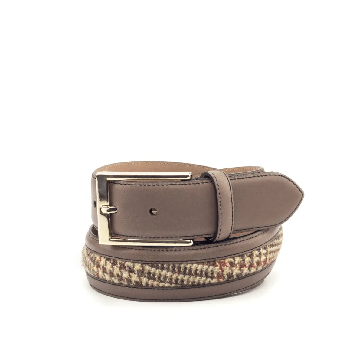Julio Venice Belt II in taupe leather and tweed