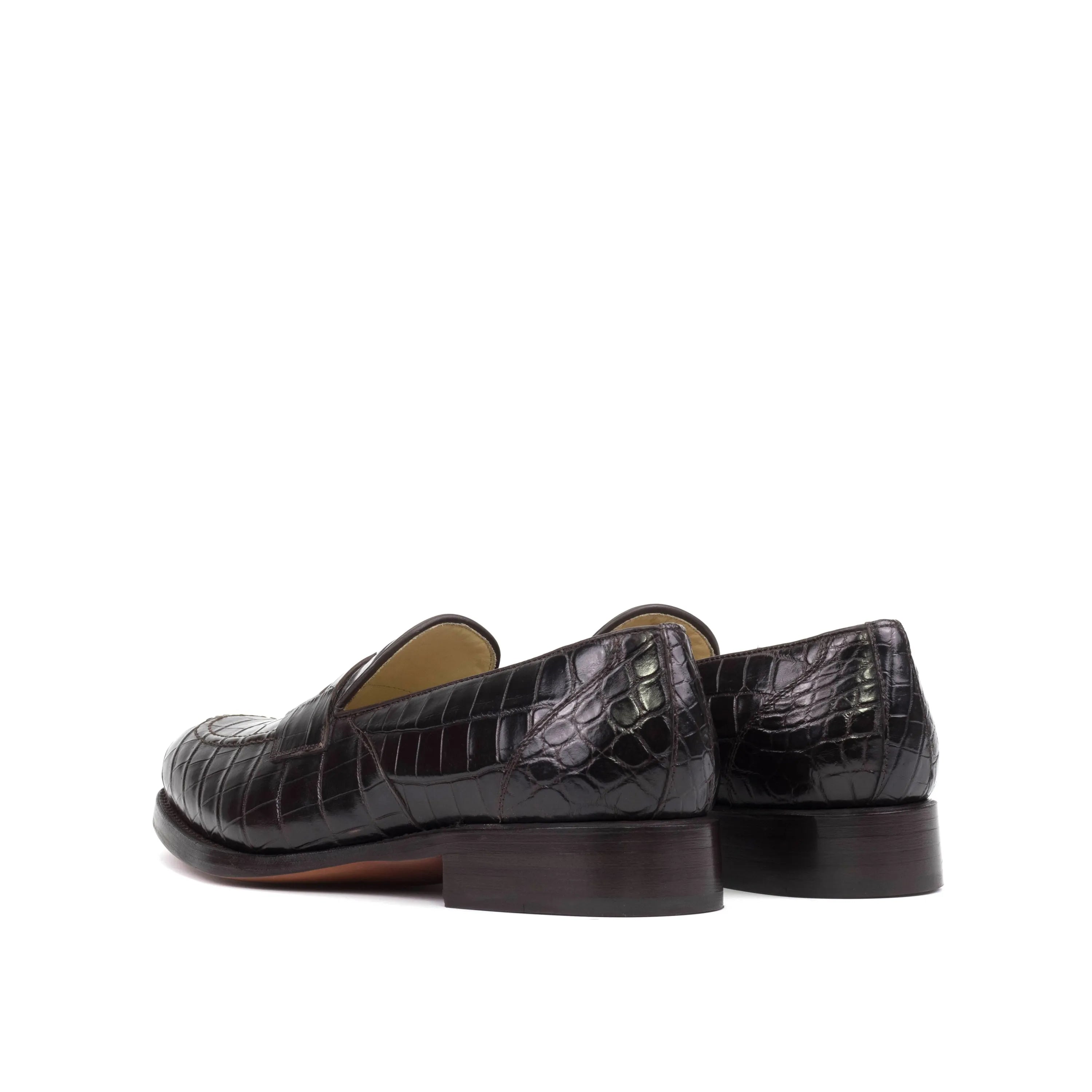 Black Karma Alligator Loafers in crocodile pattern