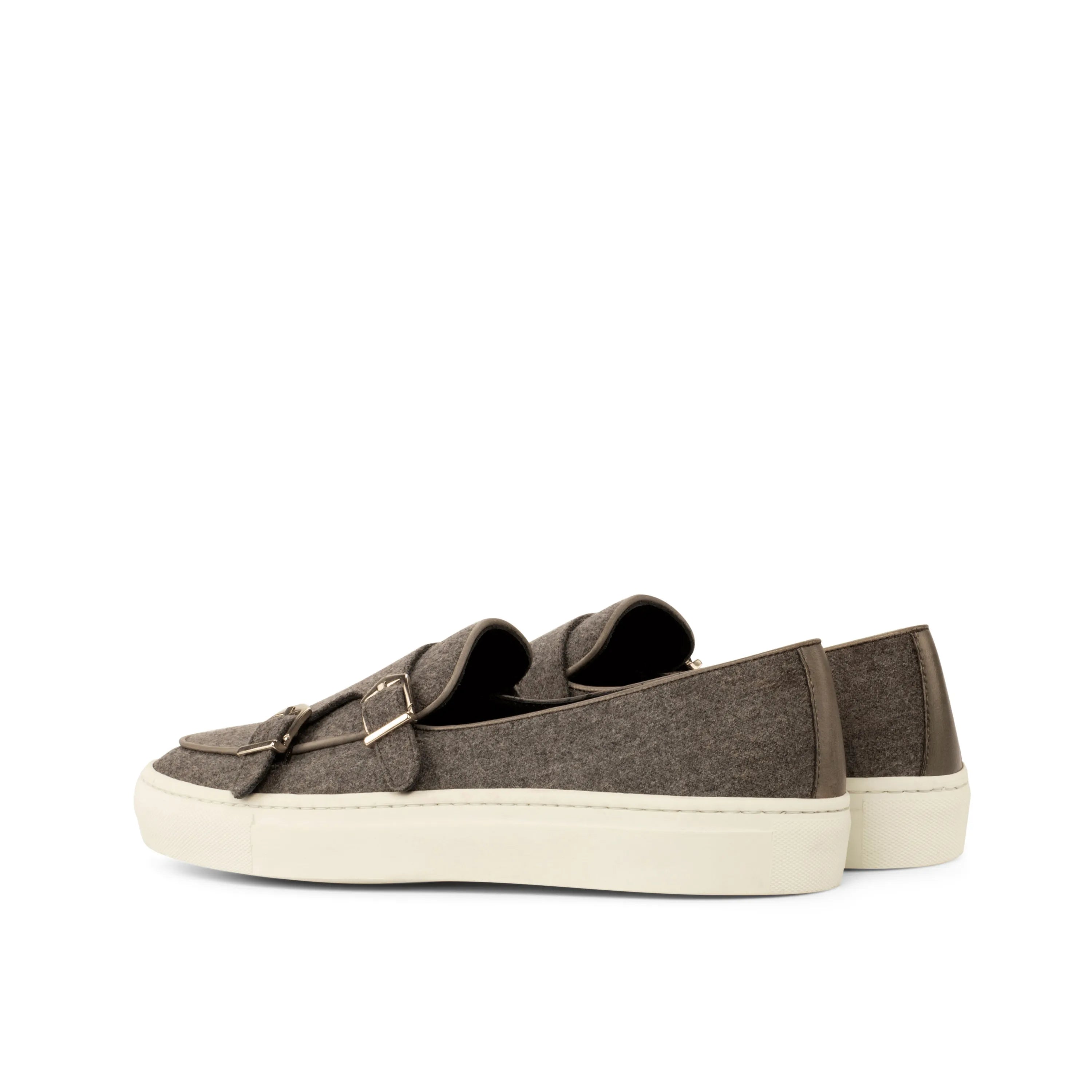 Gray double-buckle Keme monk sneakers slip-on shoes