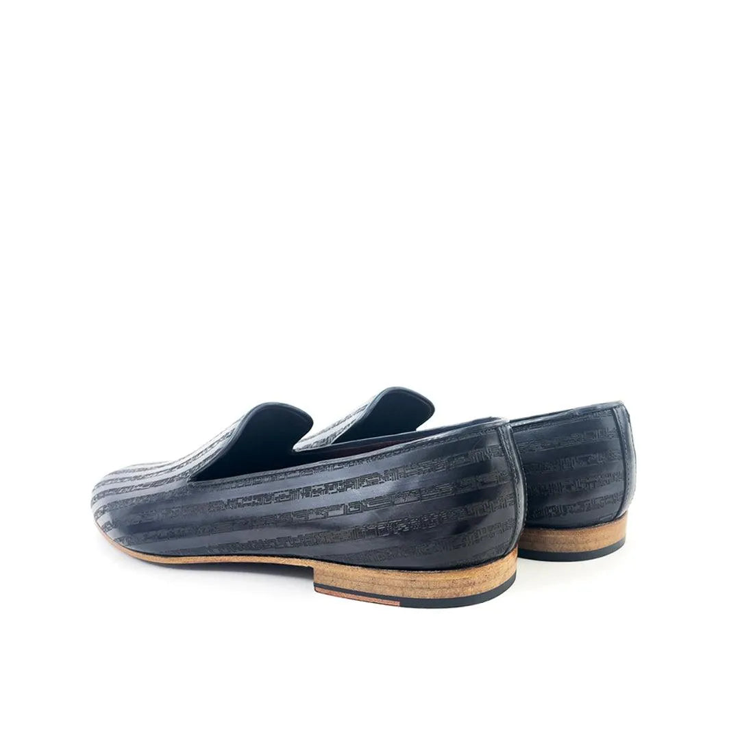 Khalil Patina Wellington slip-on pair of black leather loafers