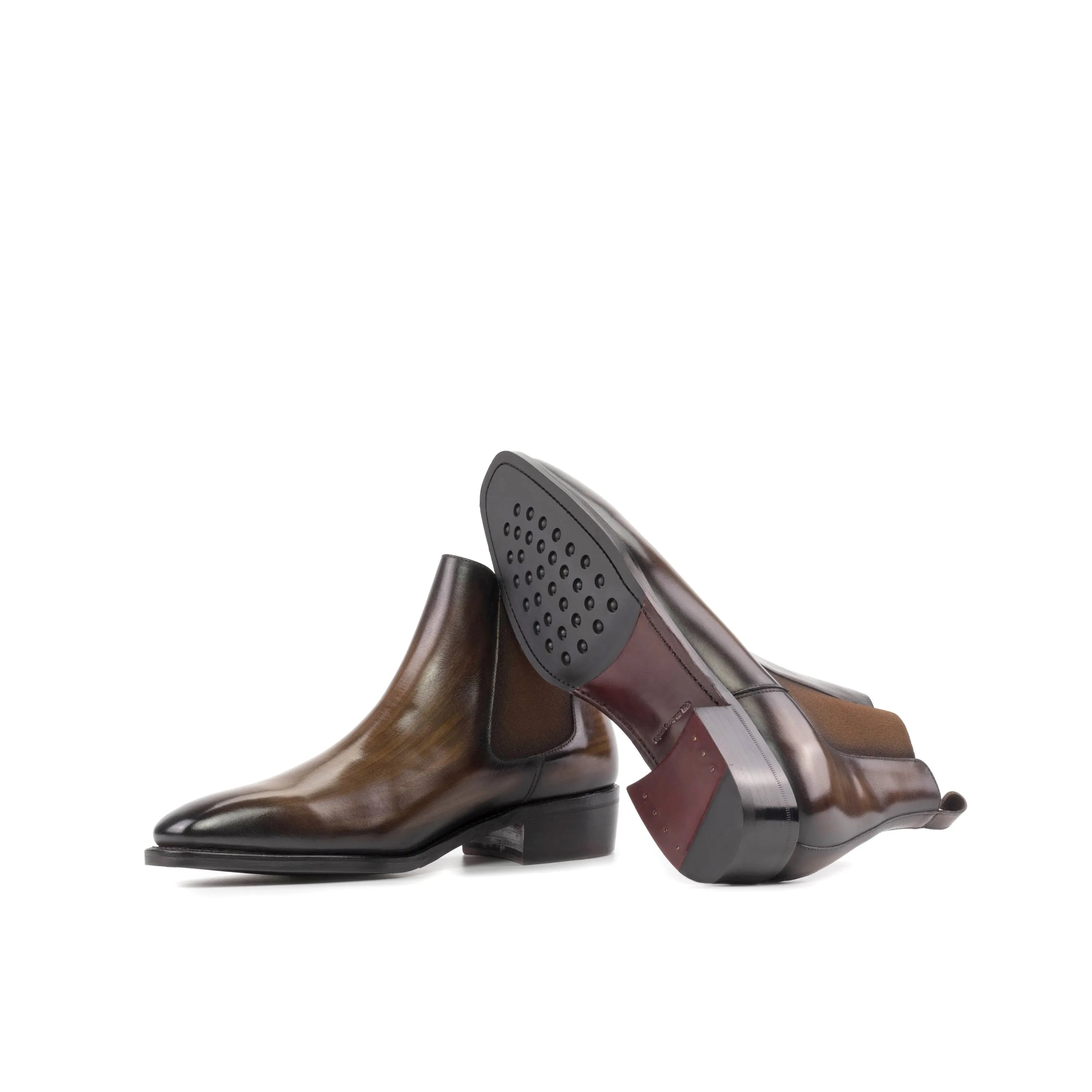 Kingcharl Patina Chelsea boots pair of brown leather Chelsea boots