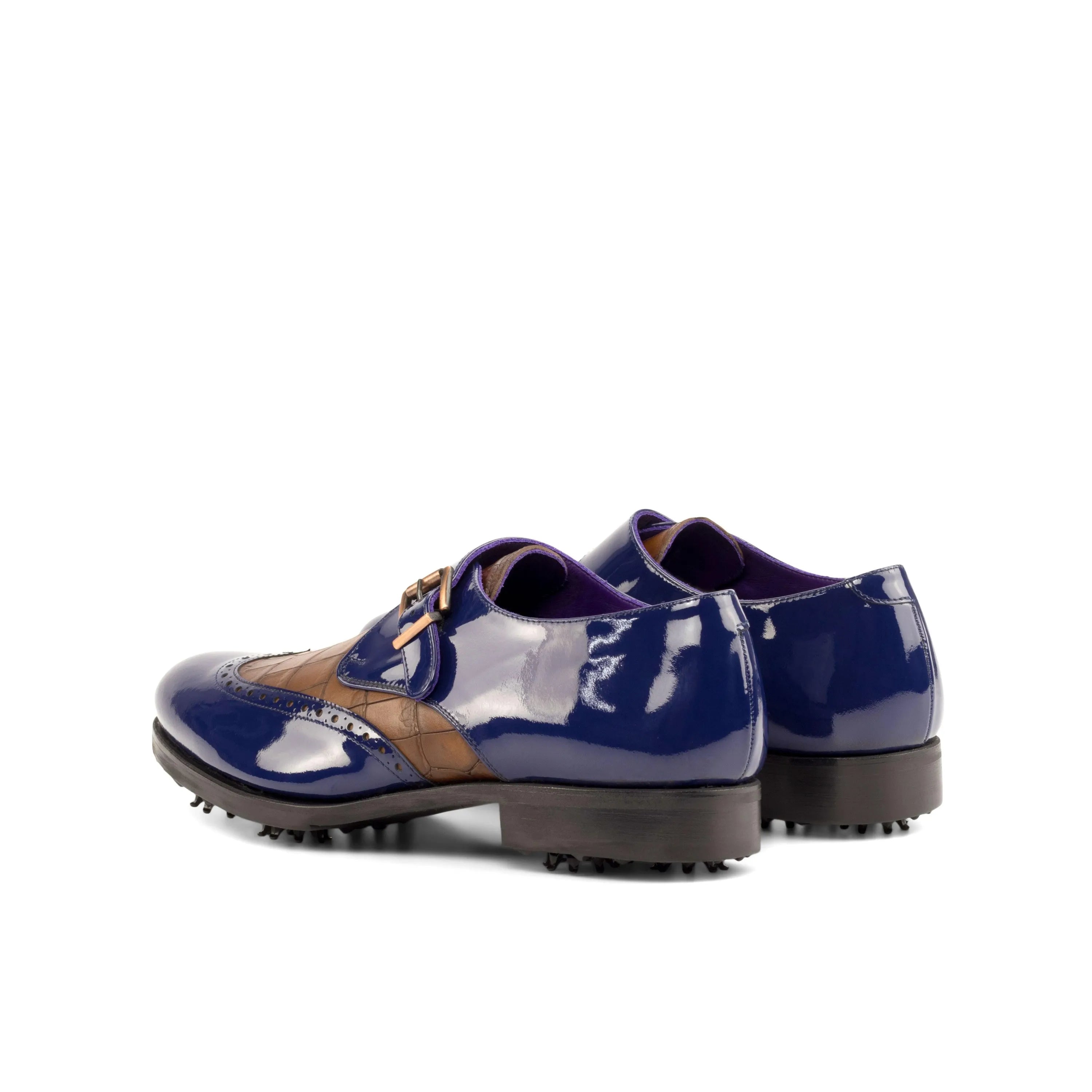 Lambo Single Monk Golf Shoes II in blue and brown