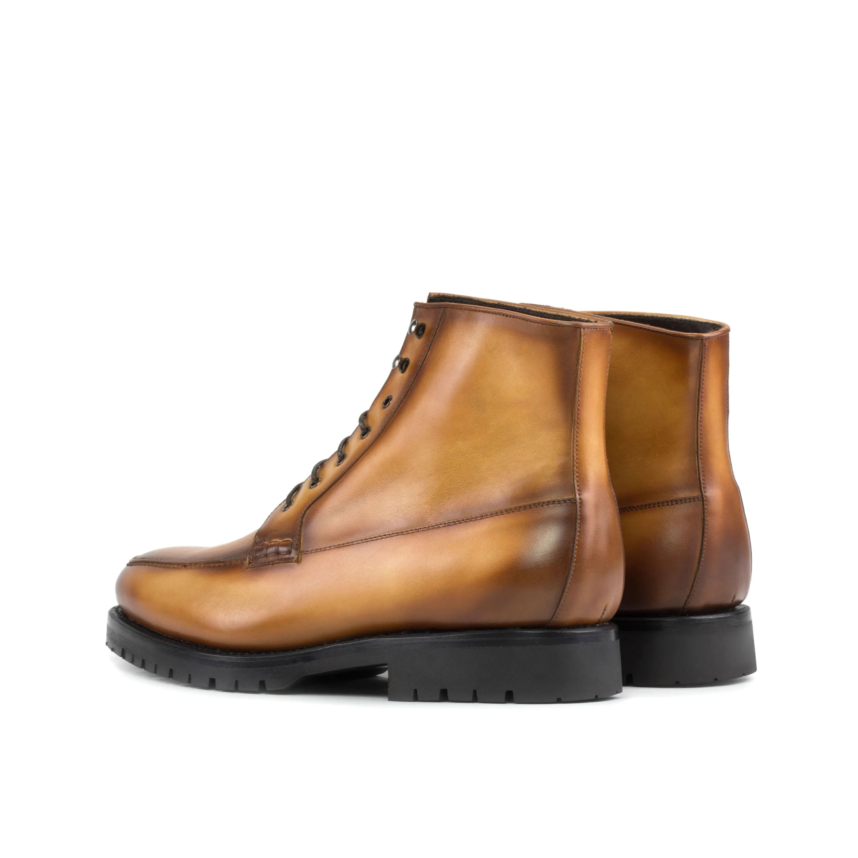 Brown Landon moc boots with leather lace-up design