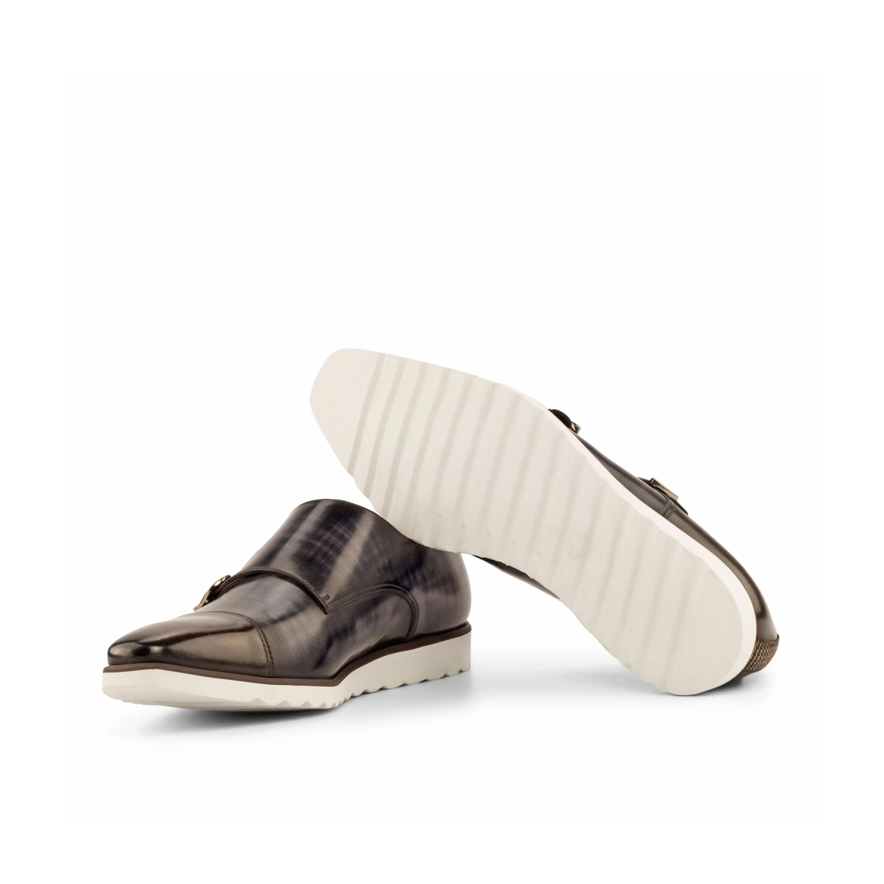 Latric double monk patina brown leather shoes