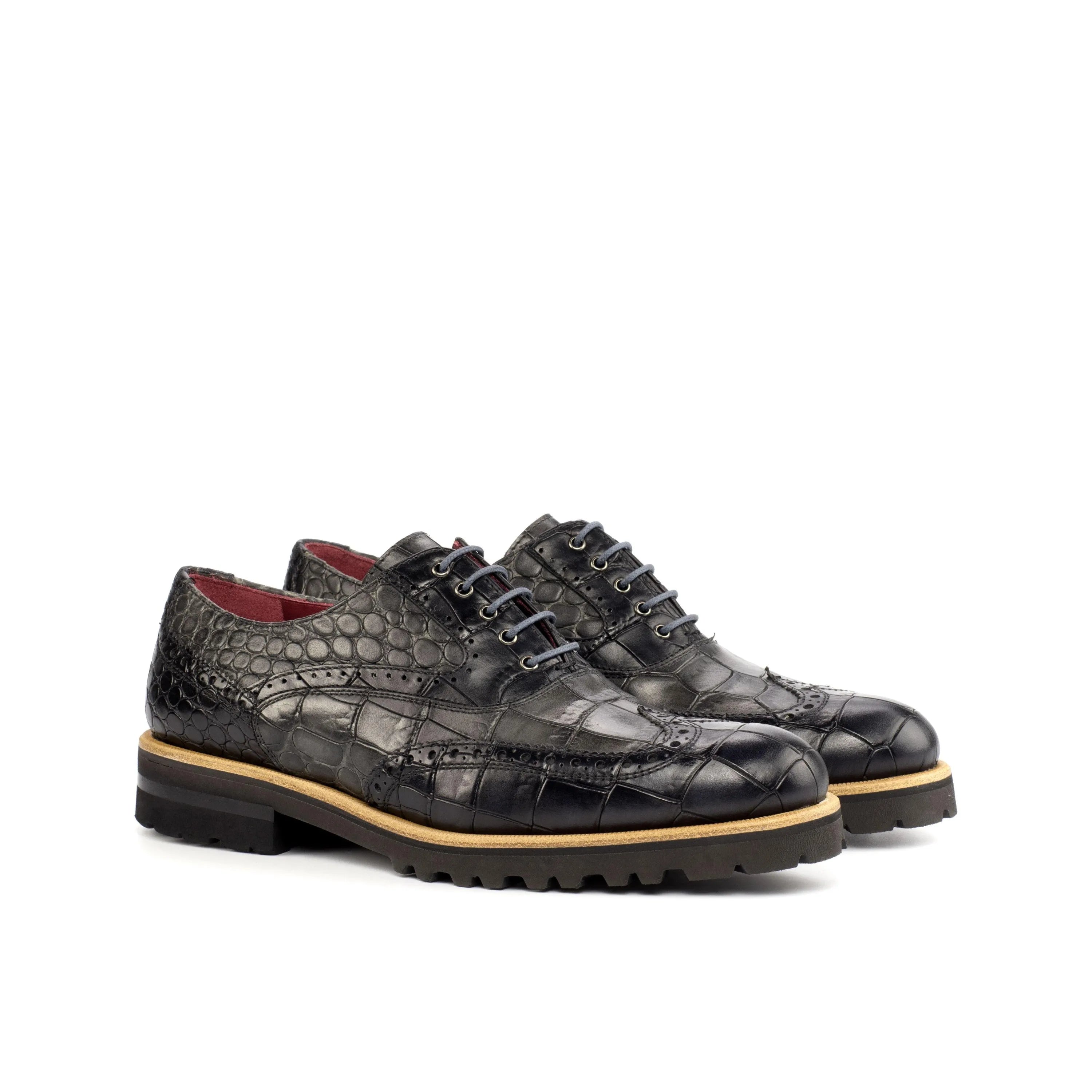 Leima ladies croco embossed calf full brogue shoes pair