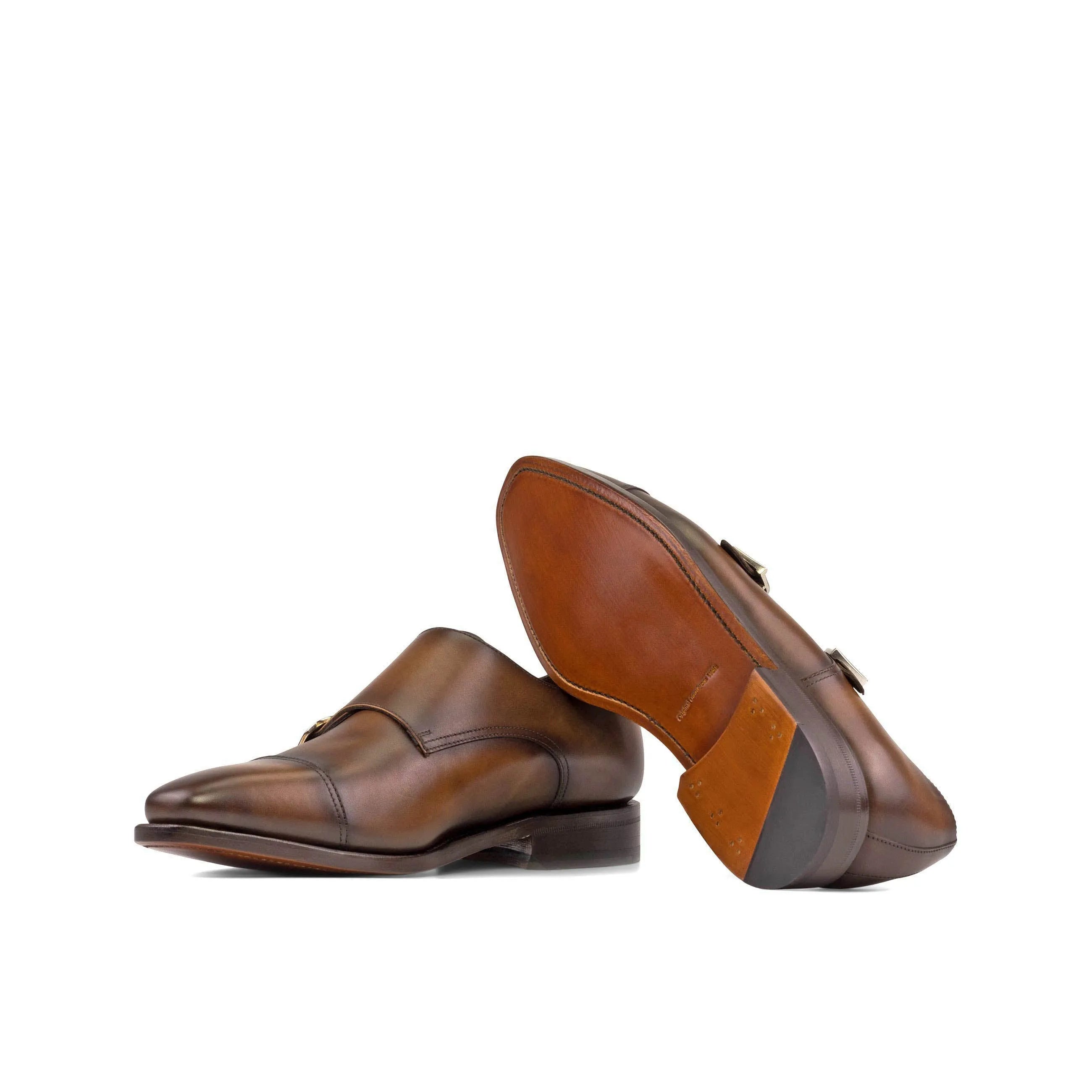 Louisiana Double Monk II cognac goodyear welt brown leather monk strap shoes
