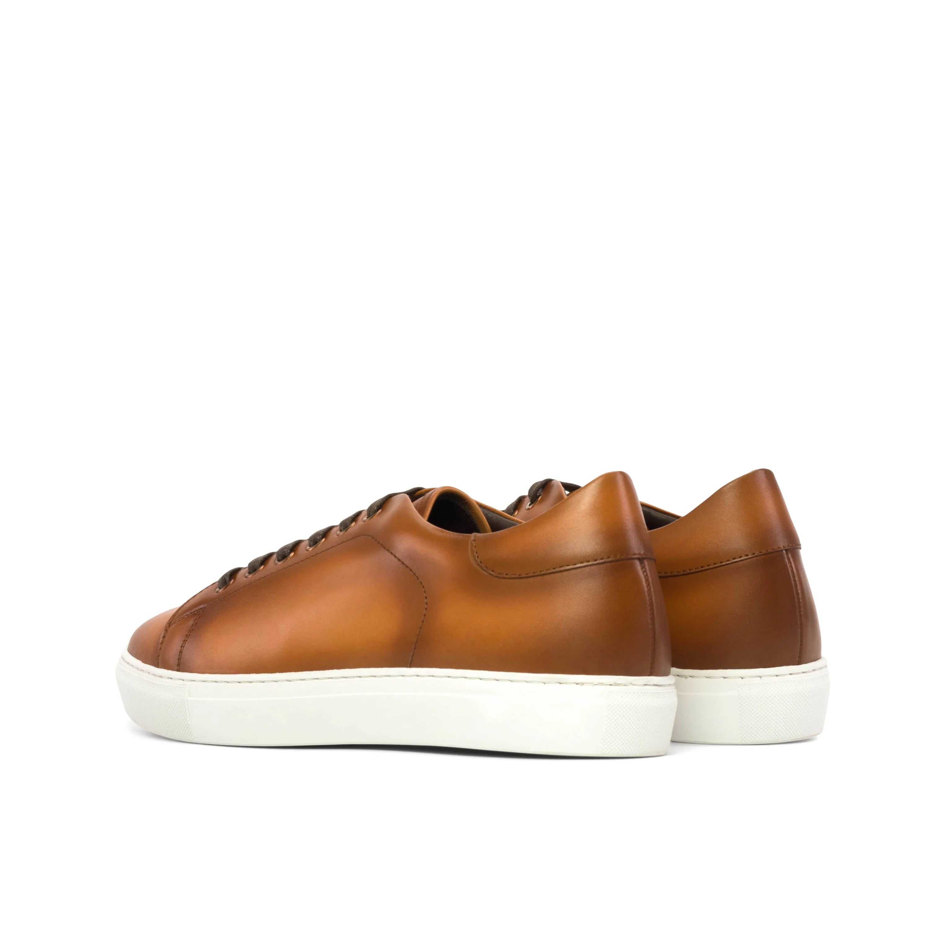 Lumin Trainer Sneaker: brown leather with white cupsole soles