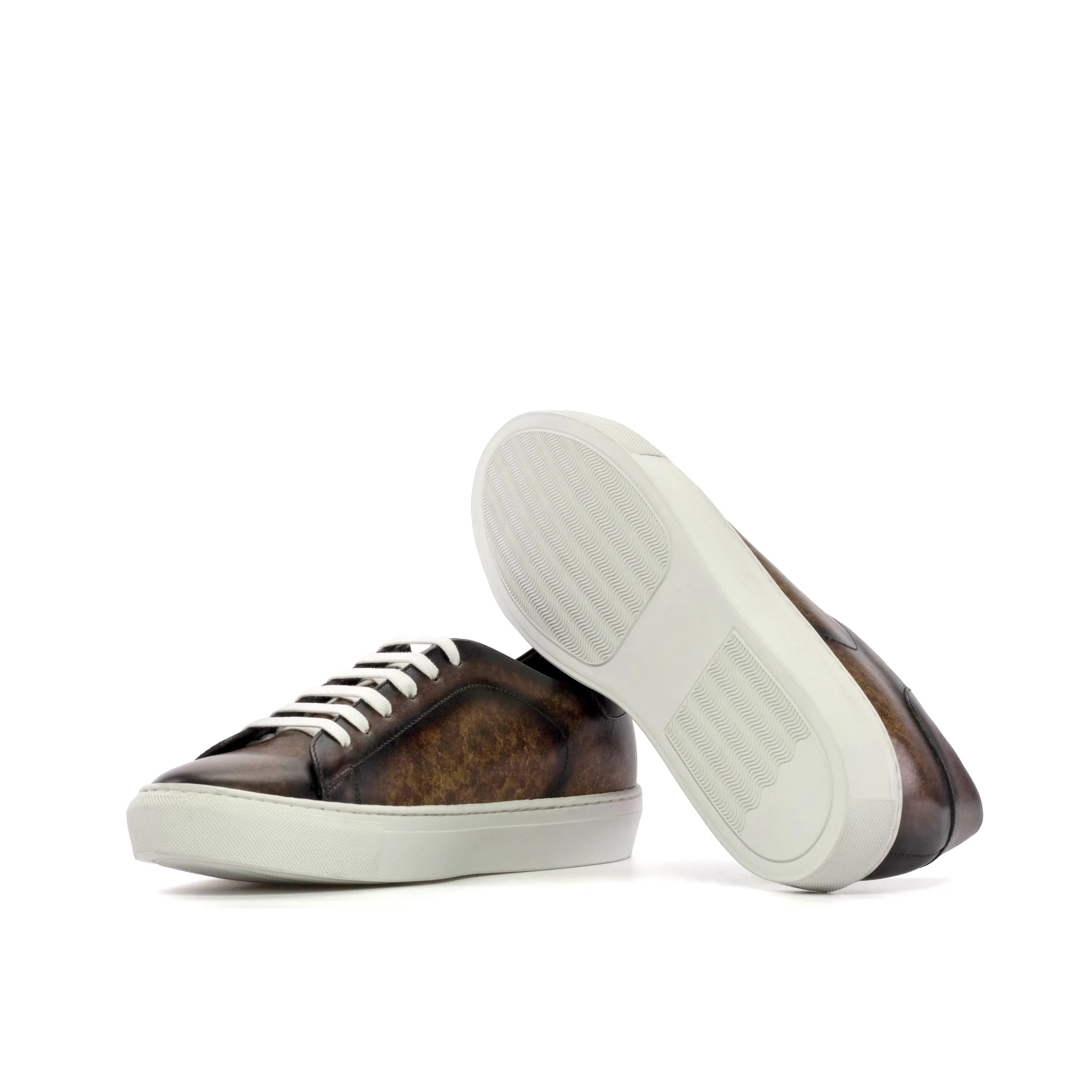 Brown Luminous Trainer Patina Sneaker with white cupsole