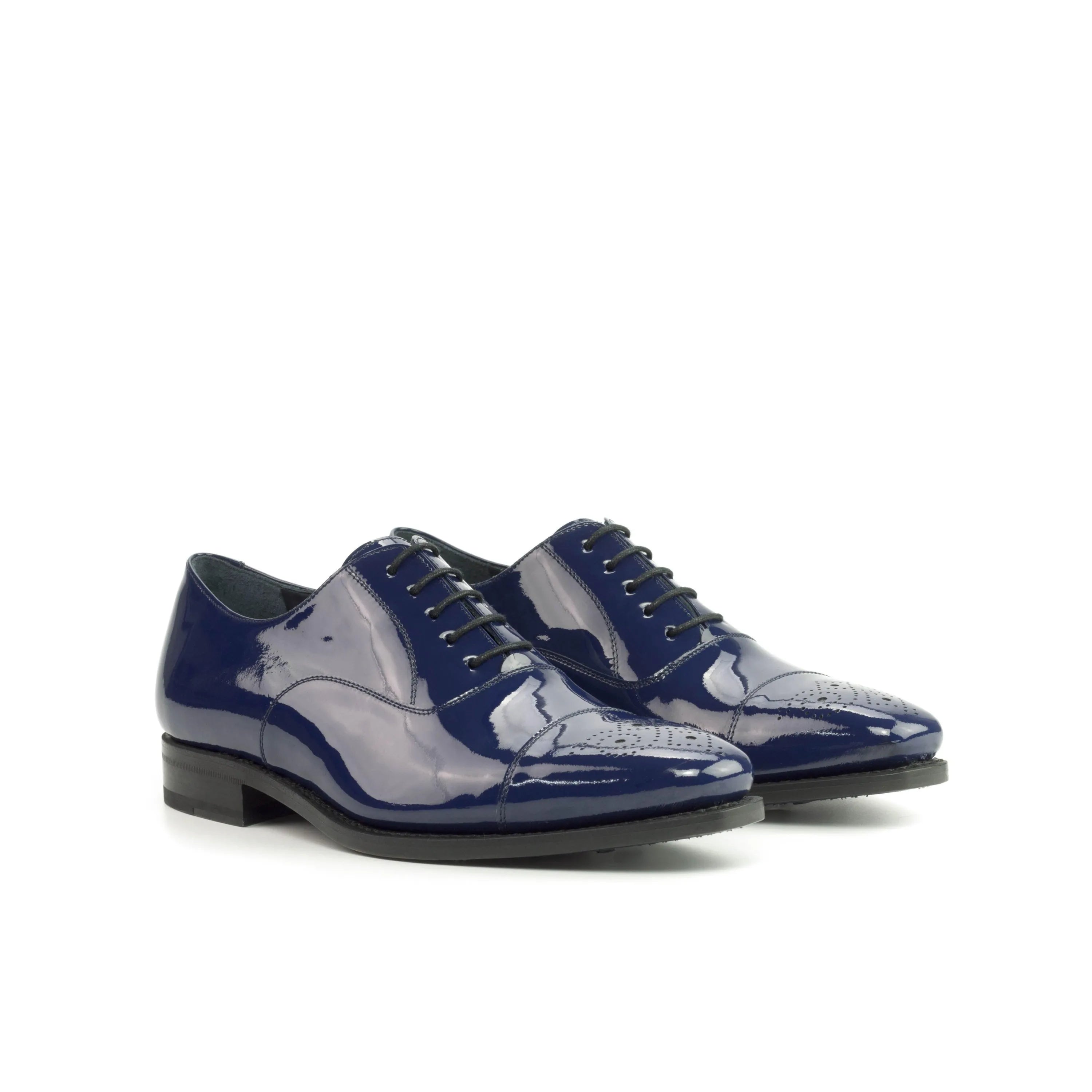 Shiny blue Lusio Oxford Shoes II with leather sole