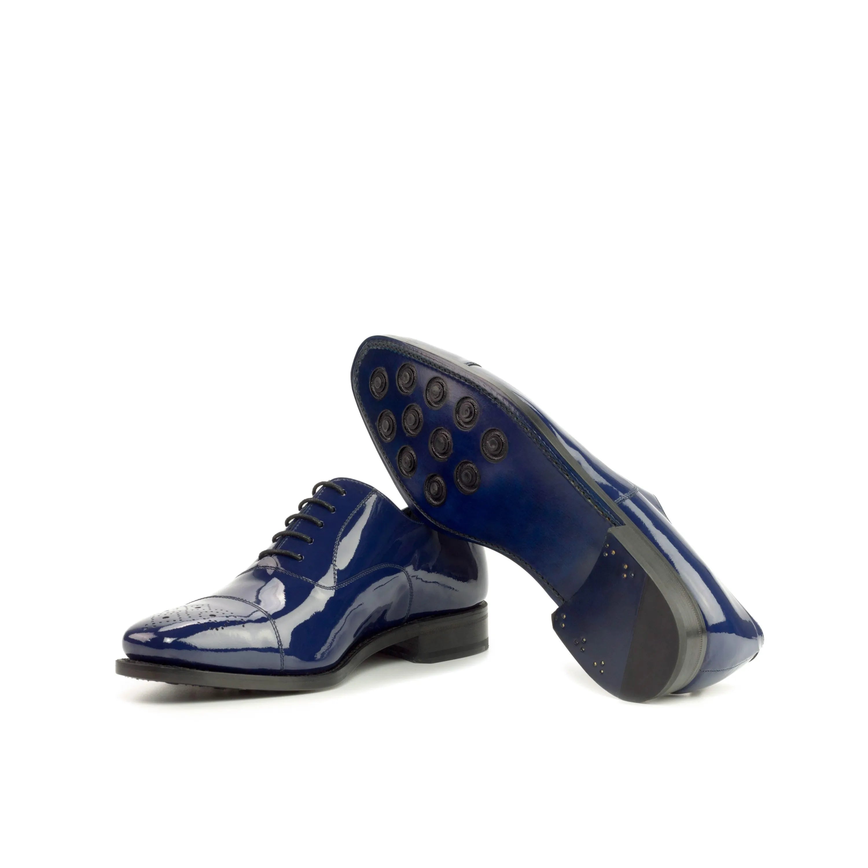 Shiny blue Lusio Oxford Shoes II with leather sole