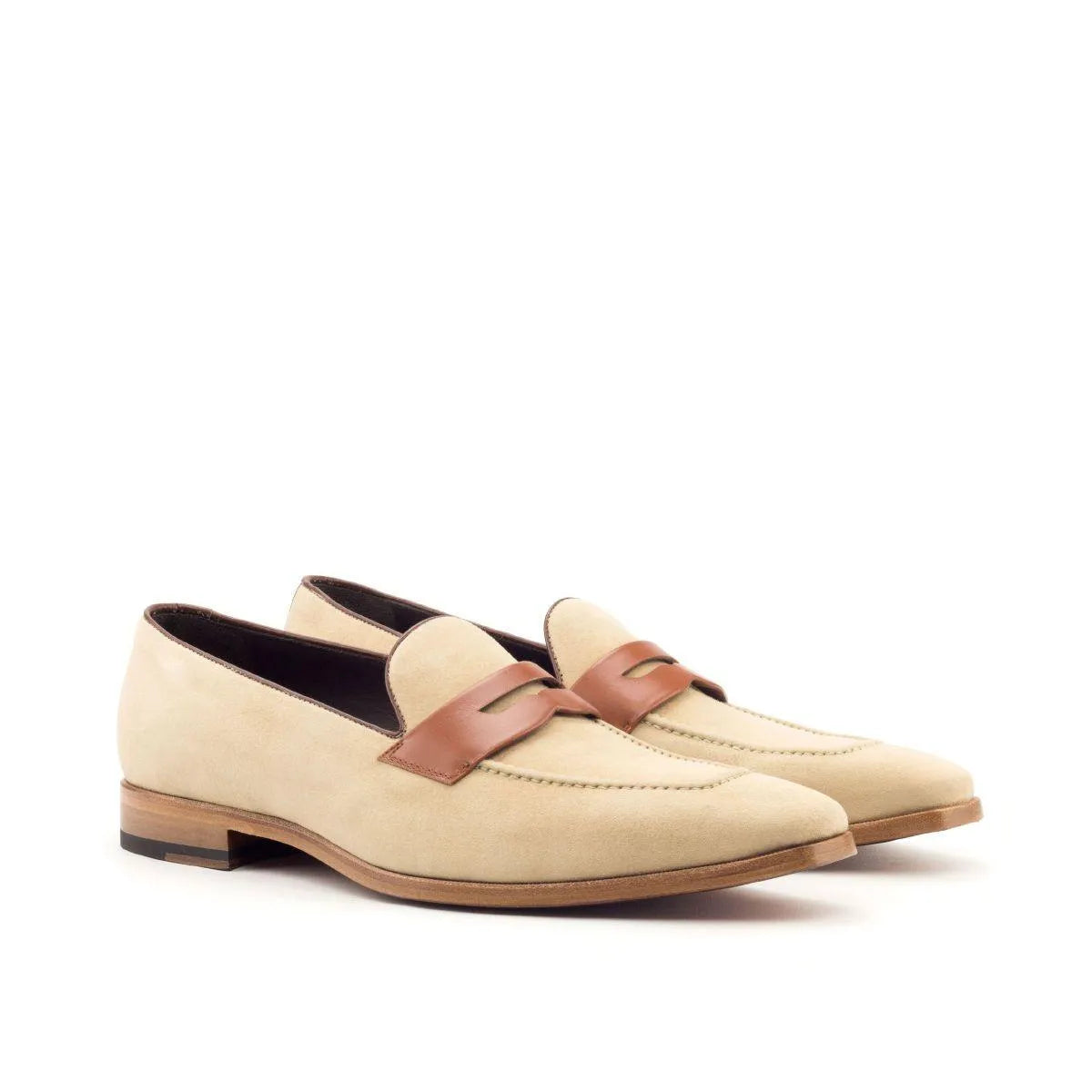 Back view of Madi Loafers II in beige box calf luxury bespoke shoes for men