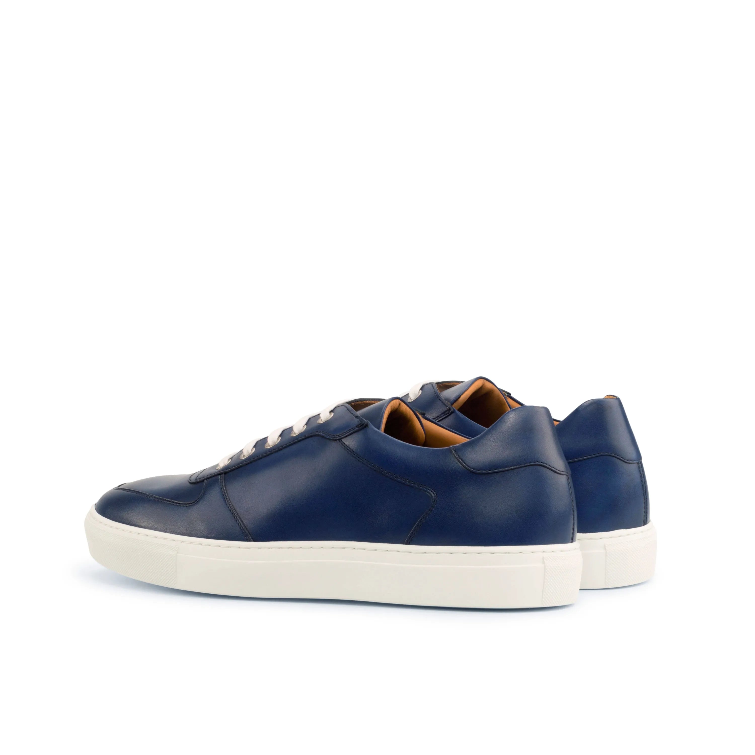 Markey77 low blue leather trainer sneaker for men