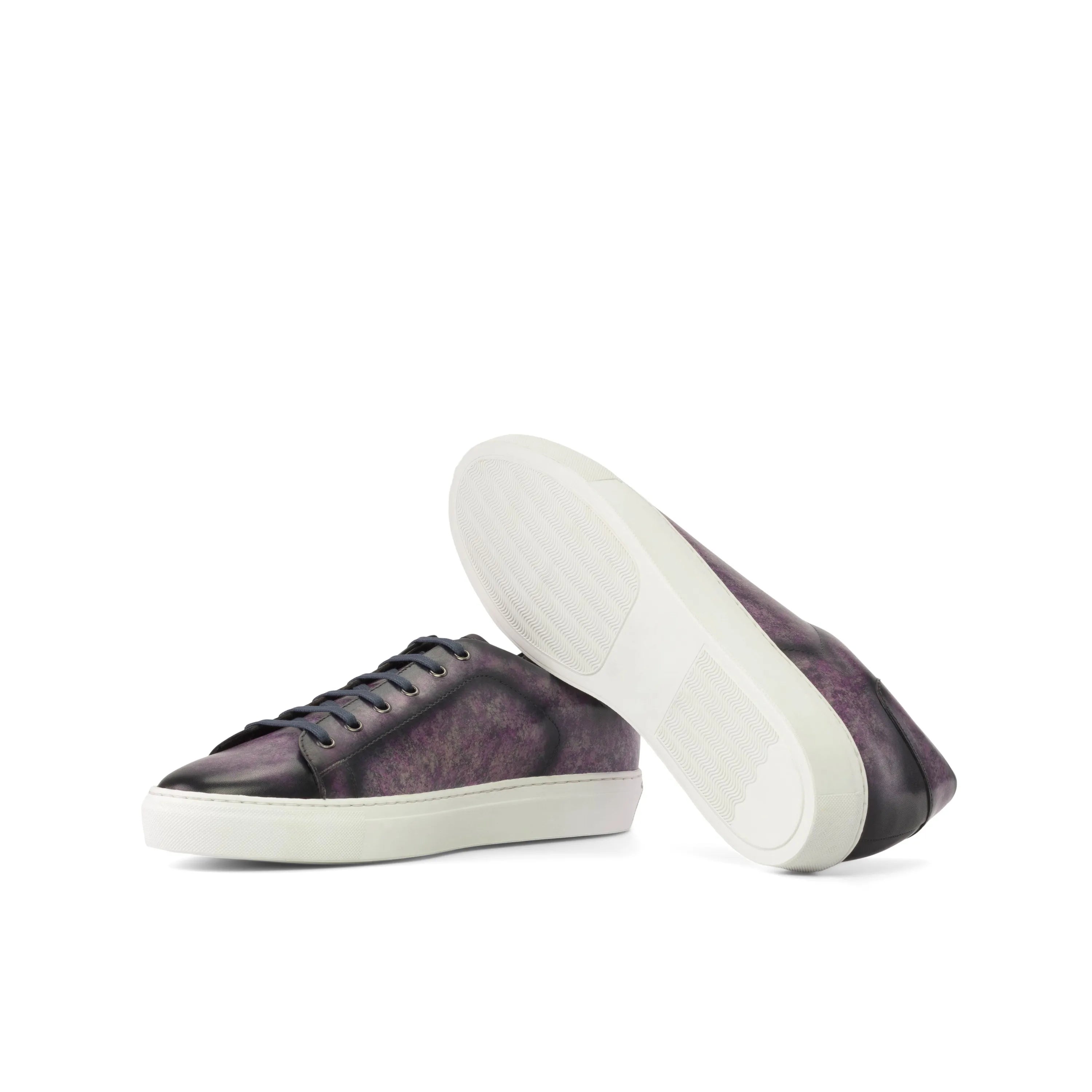 Pair of purple leather MarkT trainer patina sneakers