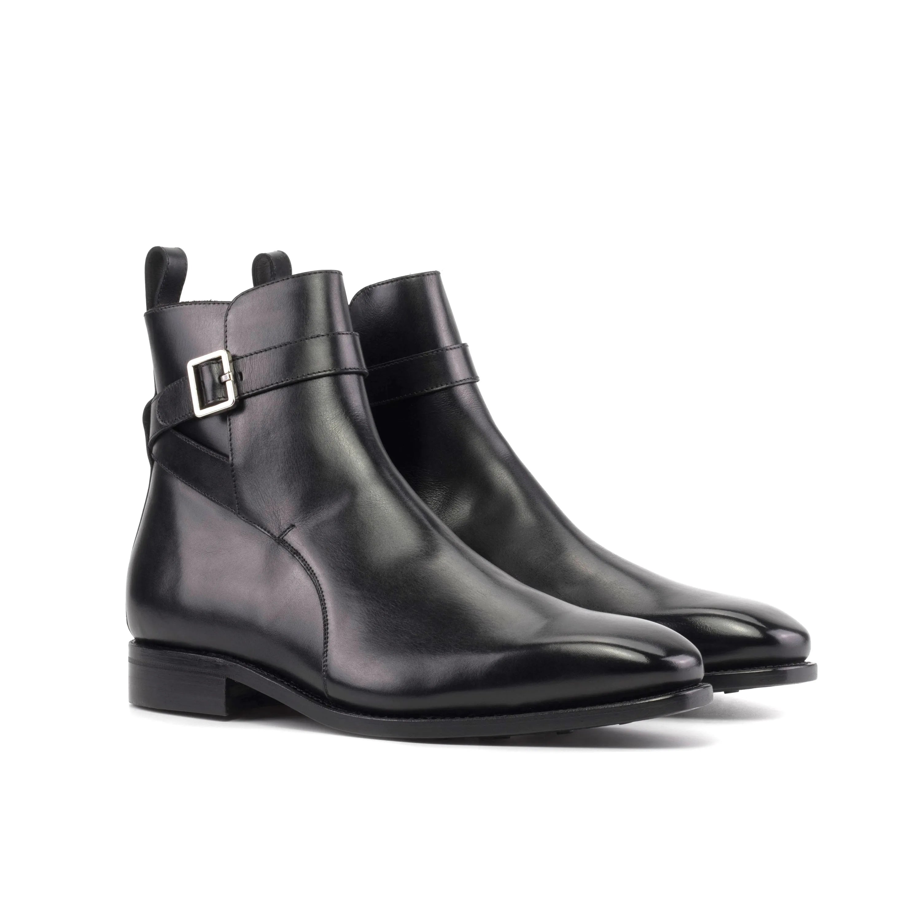 Pair of black leather buckle Martys Jodhpur Boots