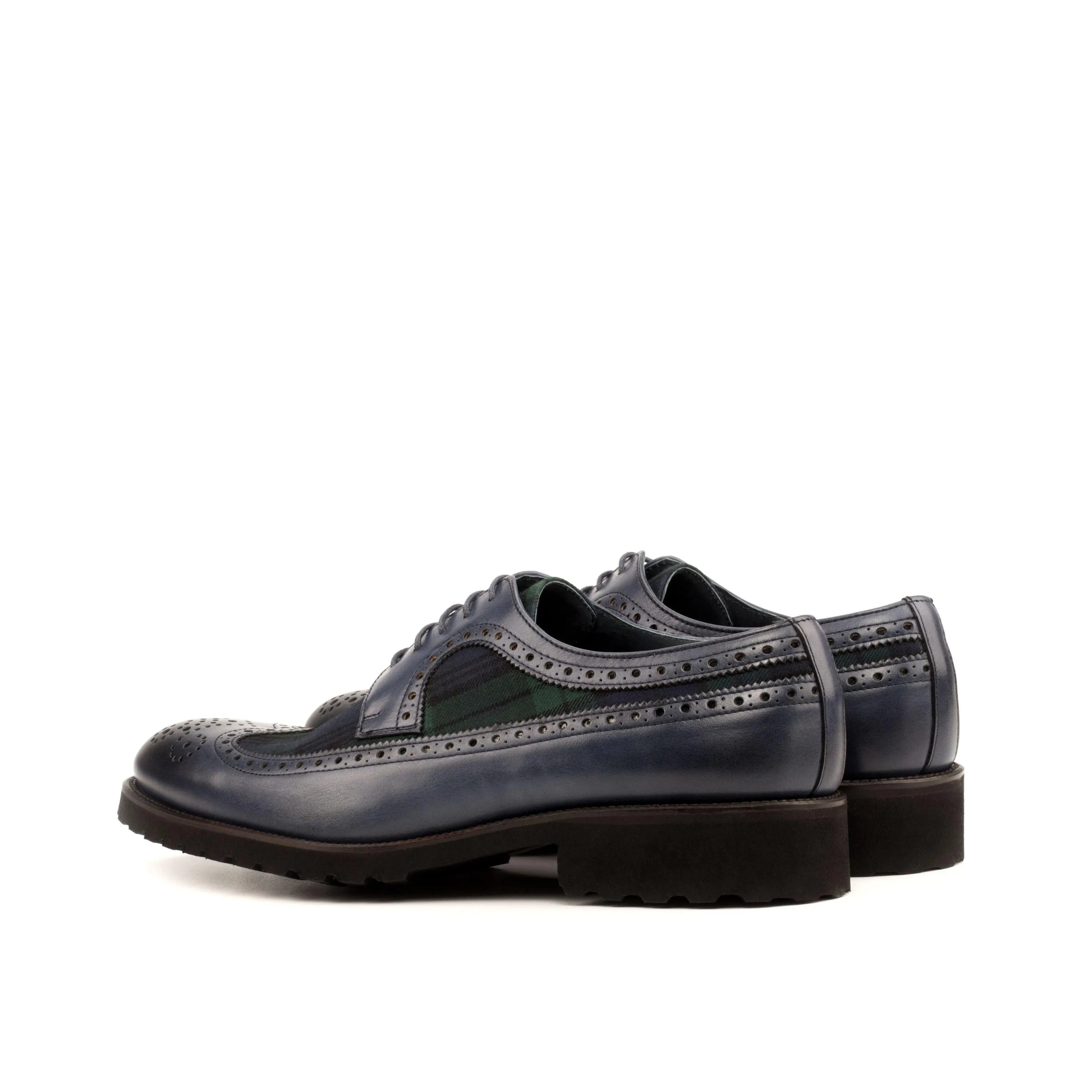 Blue Nakoda Longwing Blucher II leather wingtip shoes