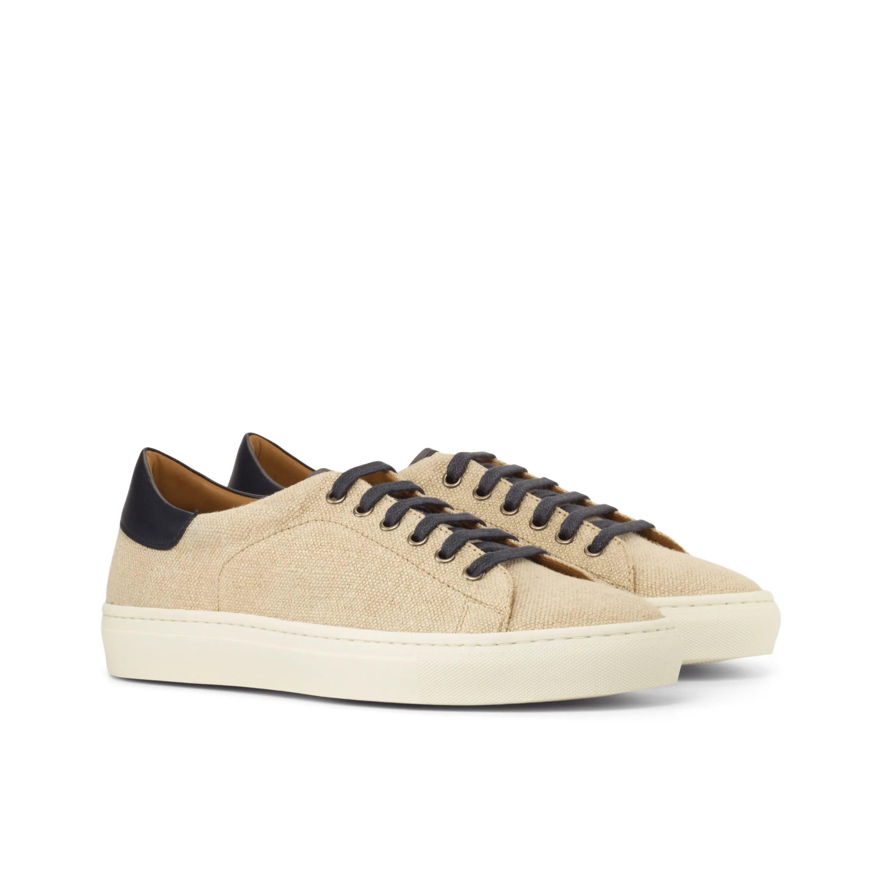 Beige canvas Nastas top sider sneaker with cupsole trainer design