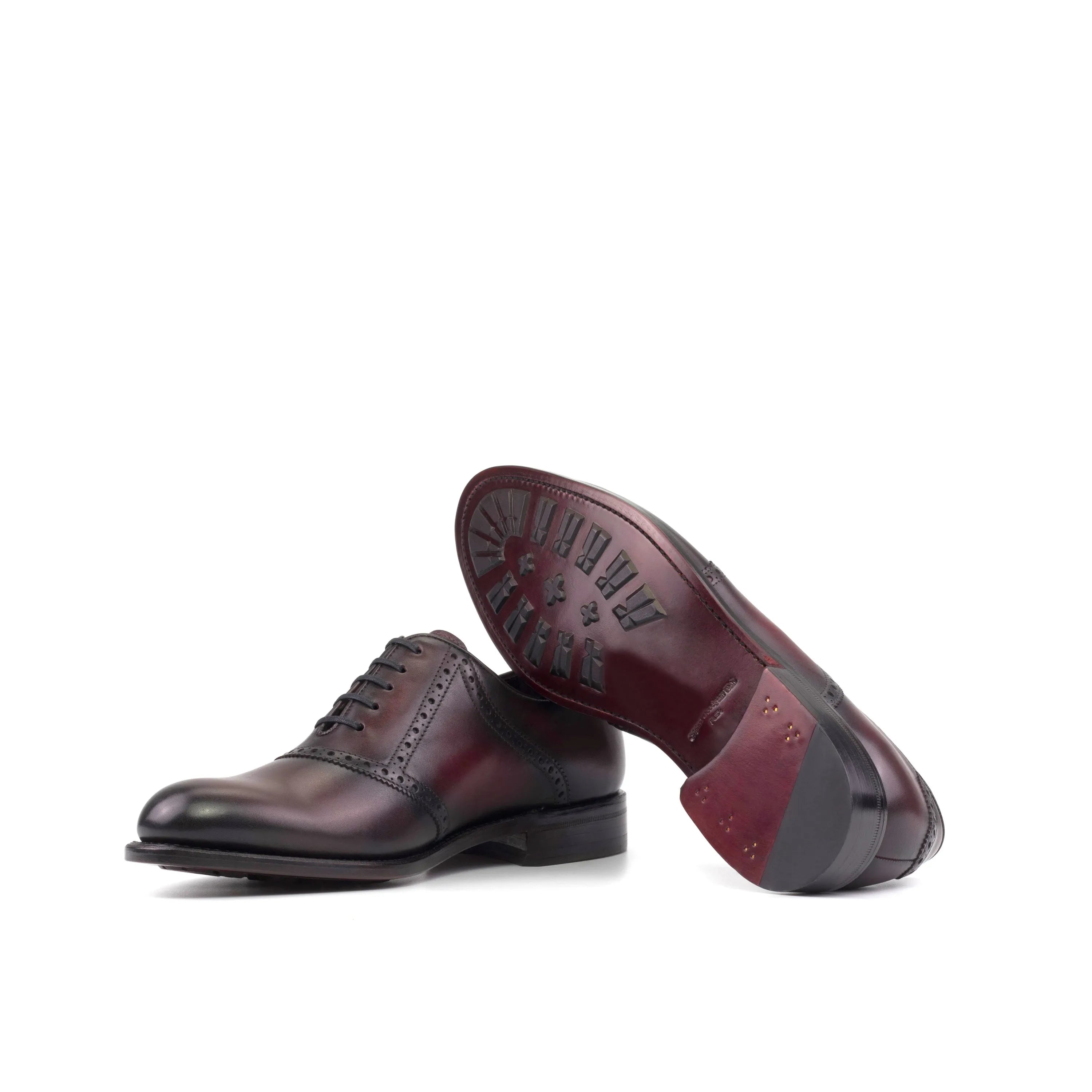 Noble saddle shoes in burgundy leather, elegant dress style