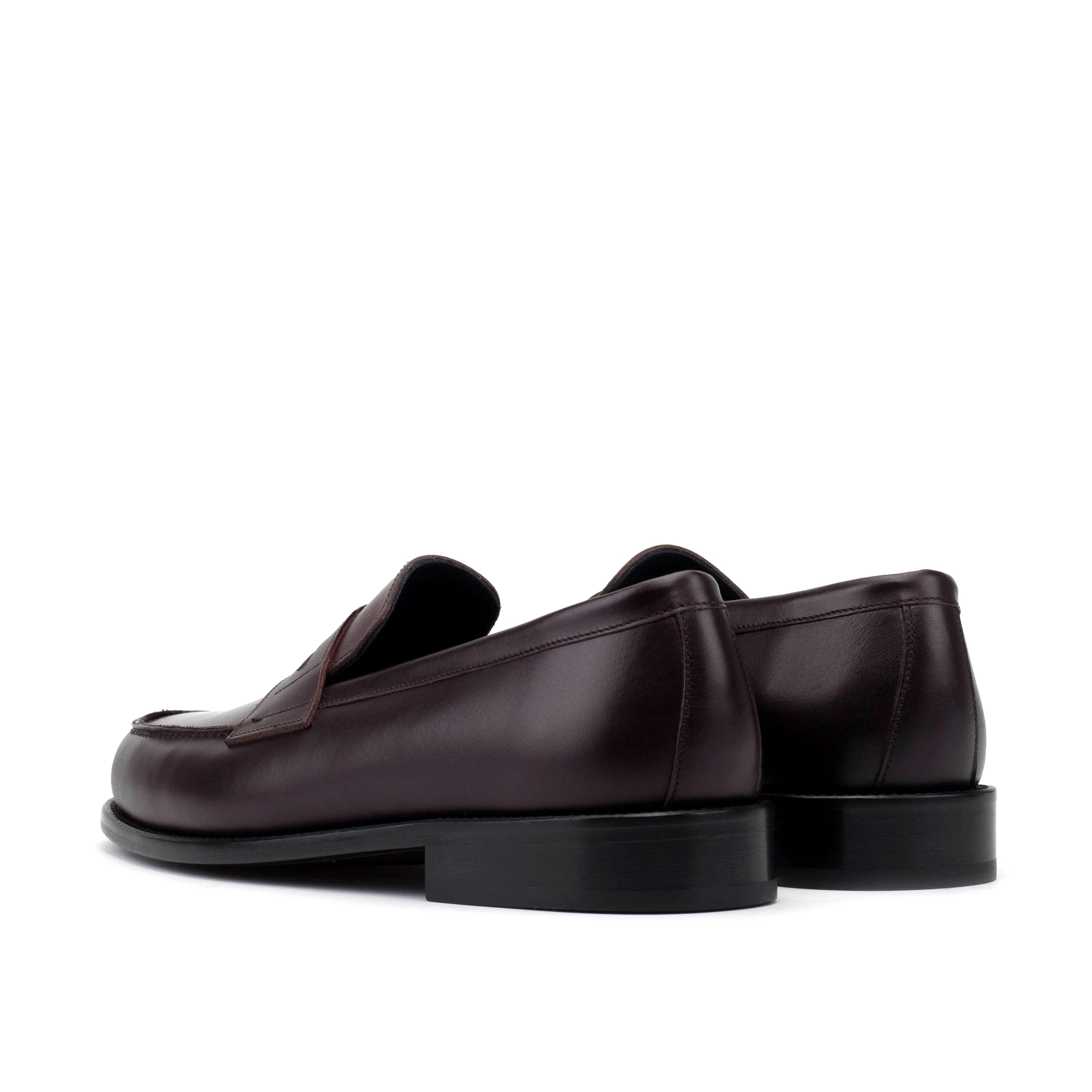 Office penny loafers II in dark brown leather with black rubber soles