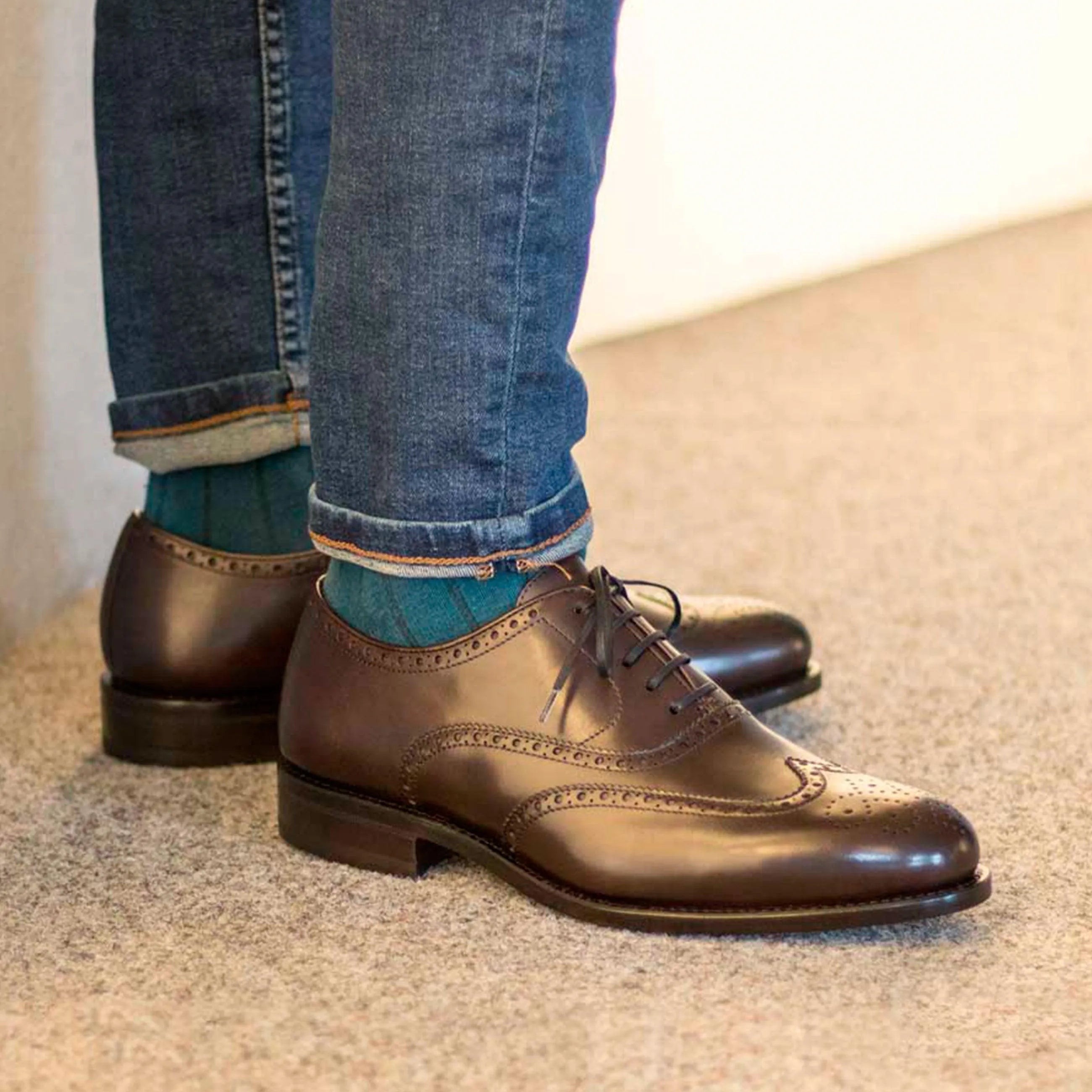 Olivers full brogue brown leather wingtip dress shoes