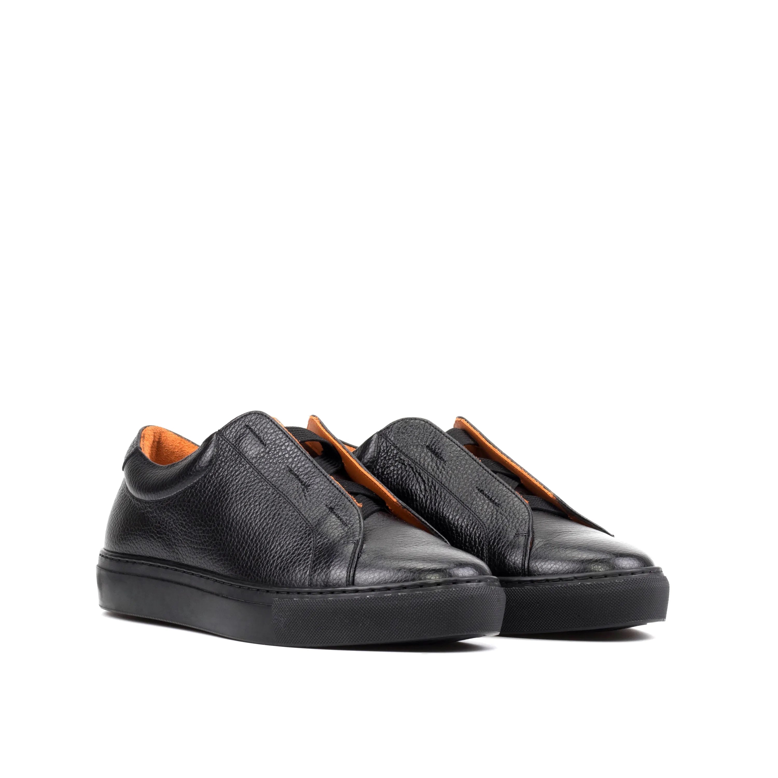Black Ordogan laceless sneaker II in leather slip-on style