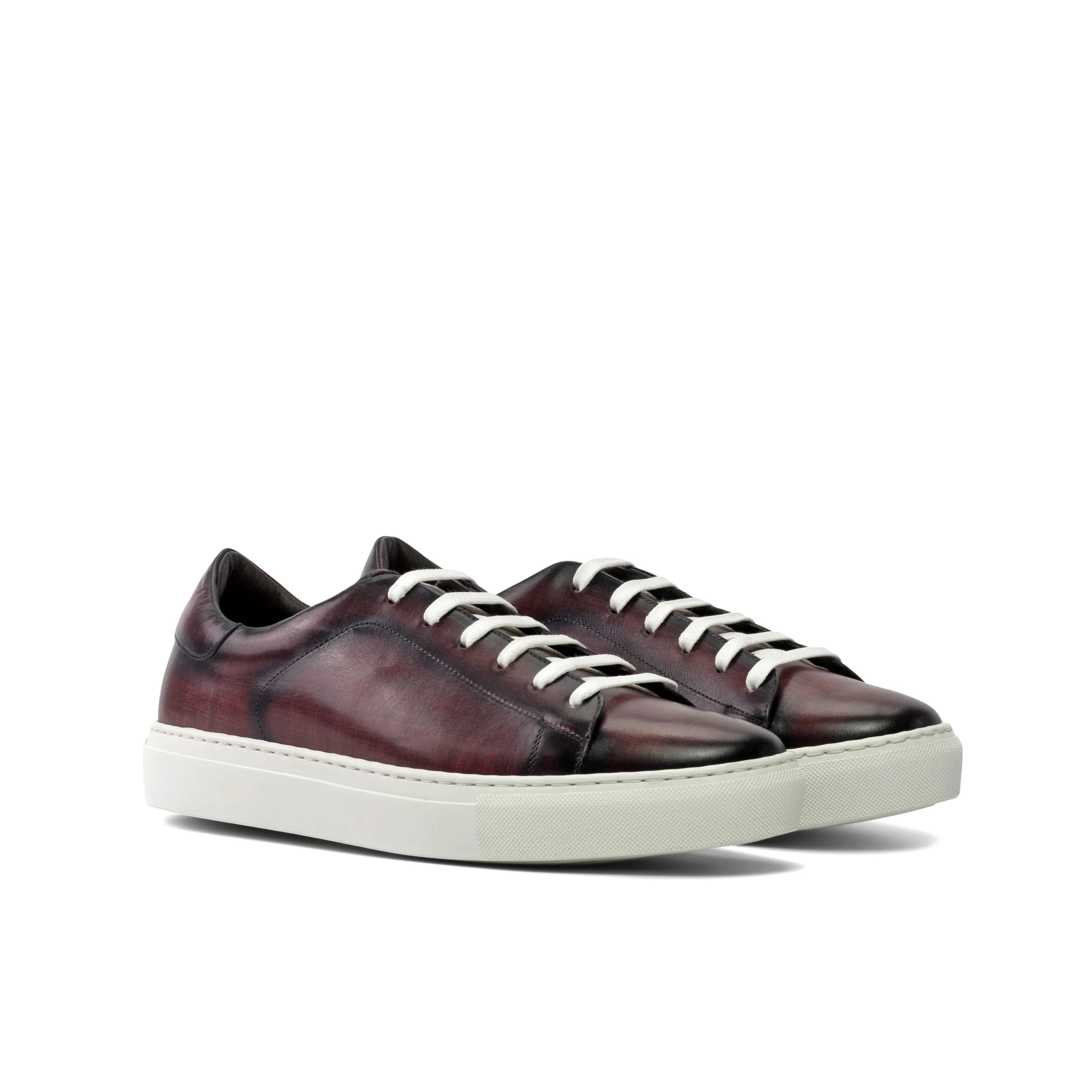 Burgundy leather Orion trainer patina sneaker cupsole trainer