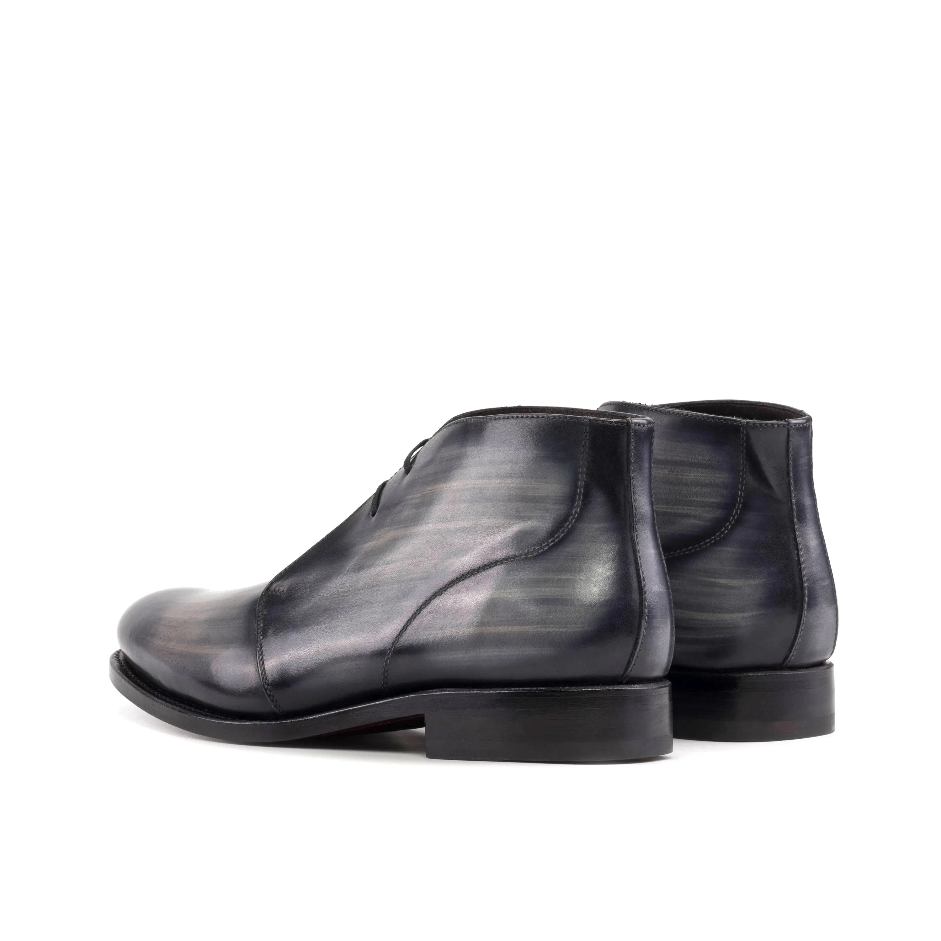 Othello Patina Chukka gray leather boots back view