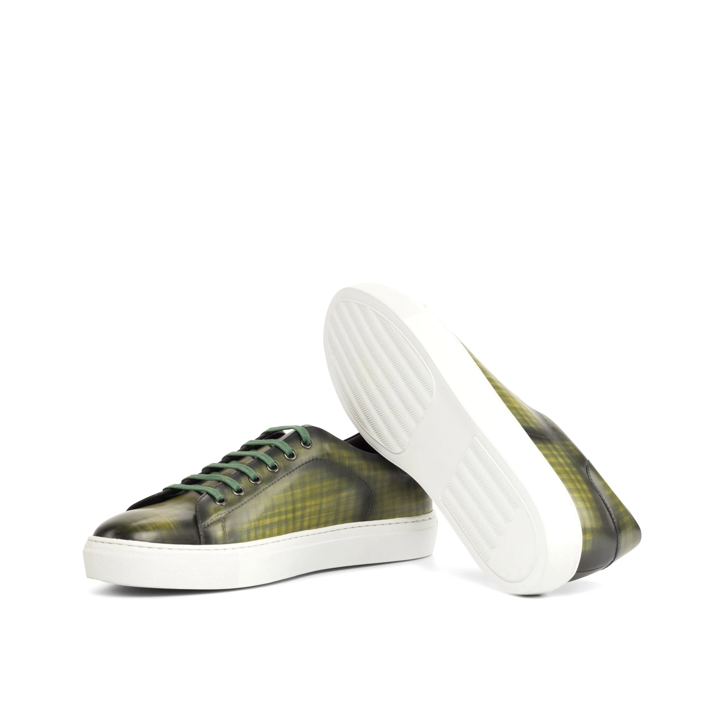 Pauli Trainer Patina green leather sneakers with white cupsole