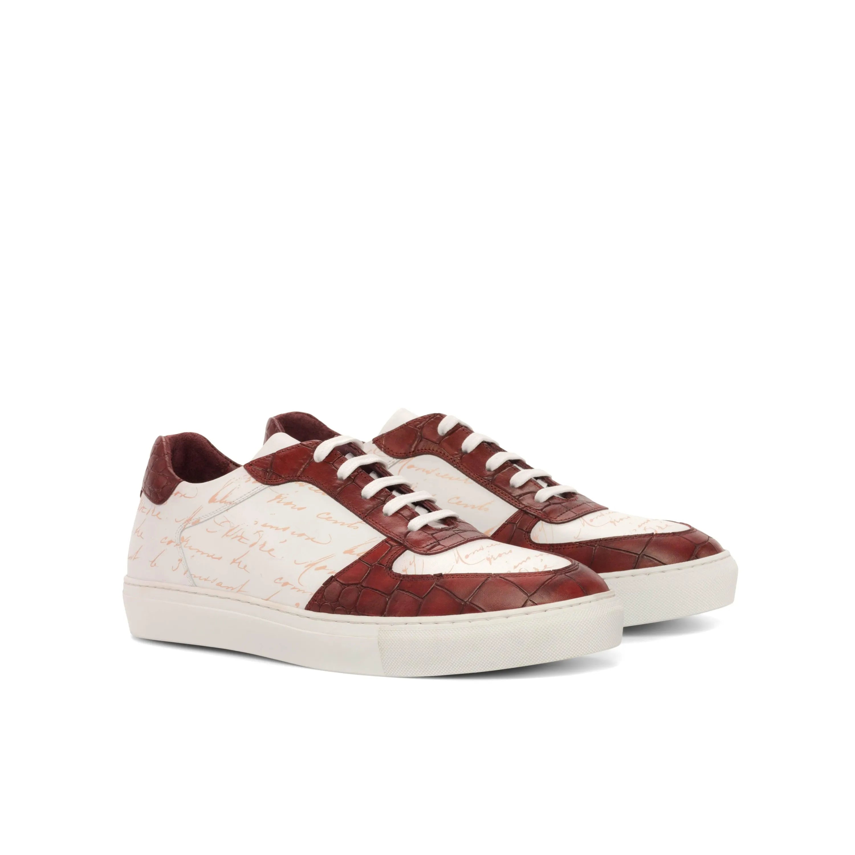 Philosopher Low burgundy and white leather trainer sneakers