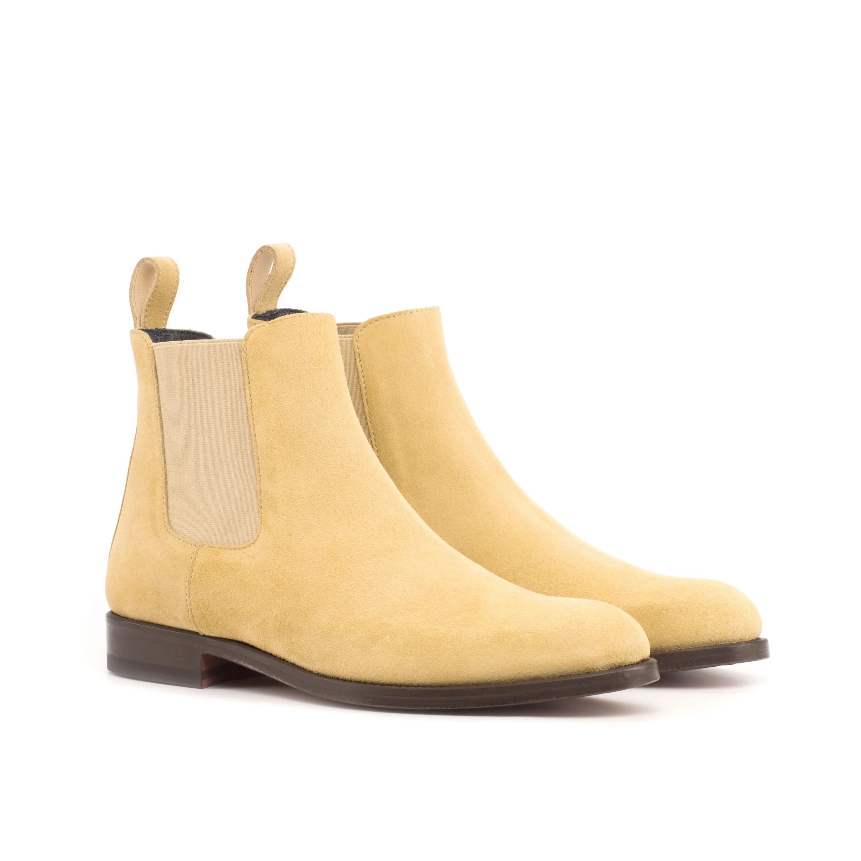 Raina women Chelsea boots: pair of yellow suede Chelsea boots